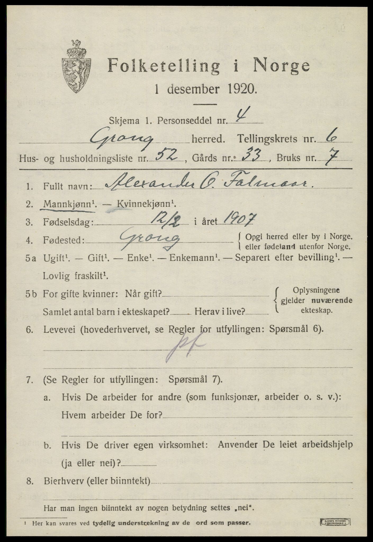 SAT, Folketelling 1920 for 1742 Grong herred, 1920, s. 4097
