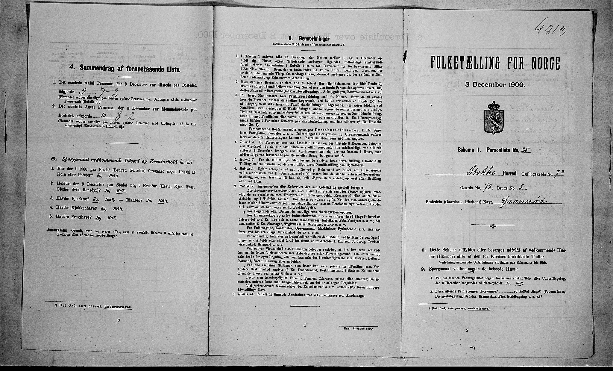 RA, Folketelling 1900 for 0720 Stokke herred, 1900, s. 1222