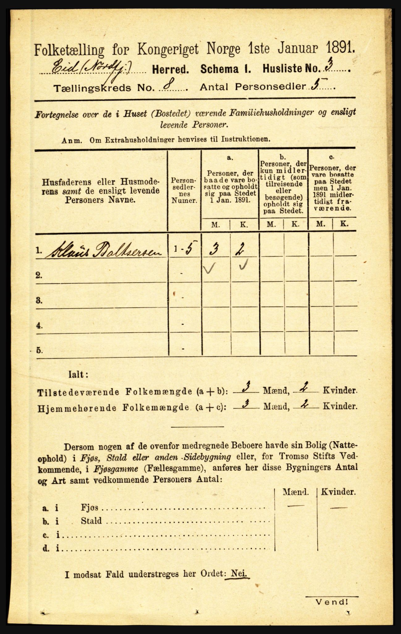 RA, Folketelling 1891 for 1443 Eid herred, 1891, s. 1951