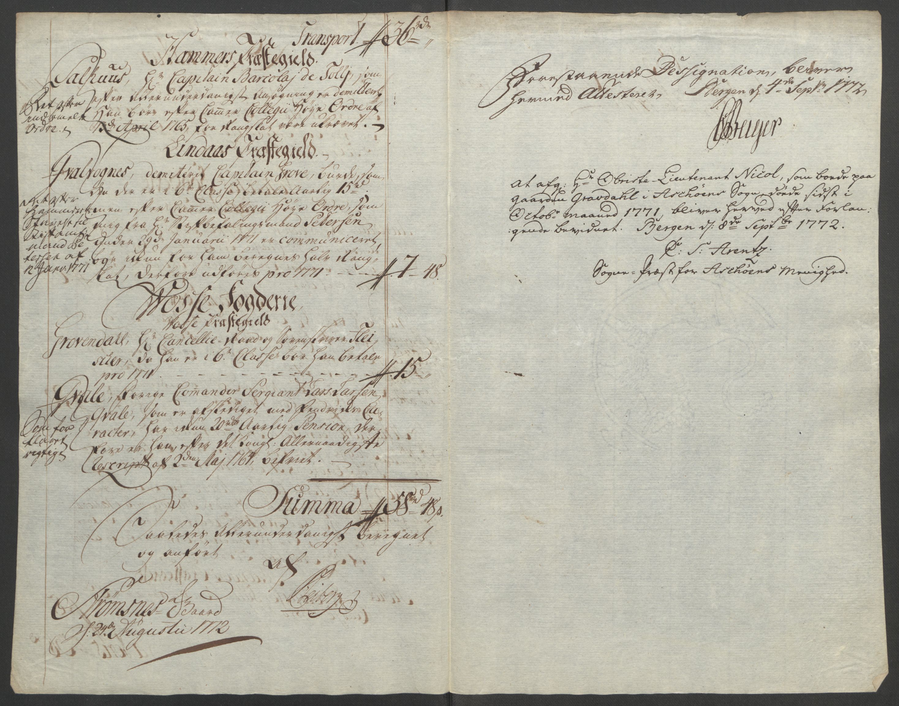 Rentekammeret inntil 1814, Reviderte regnskaper, Fogderegnskap, RA/EA-4092/R51/L3303: Ekstraskatten Nordhordland og Voss, 1762-1772, s. 599