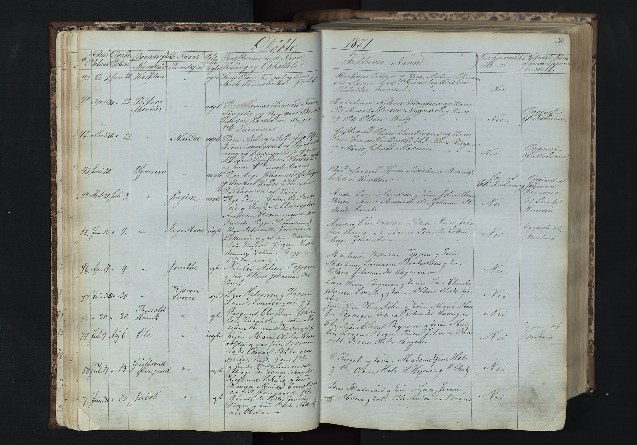 Romedal prestekontor, AV/SAH-PREST-004/L/L0011: Klokkerbok nr. 11, 1867-1895, s. 30