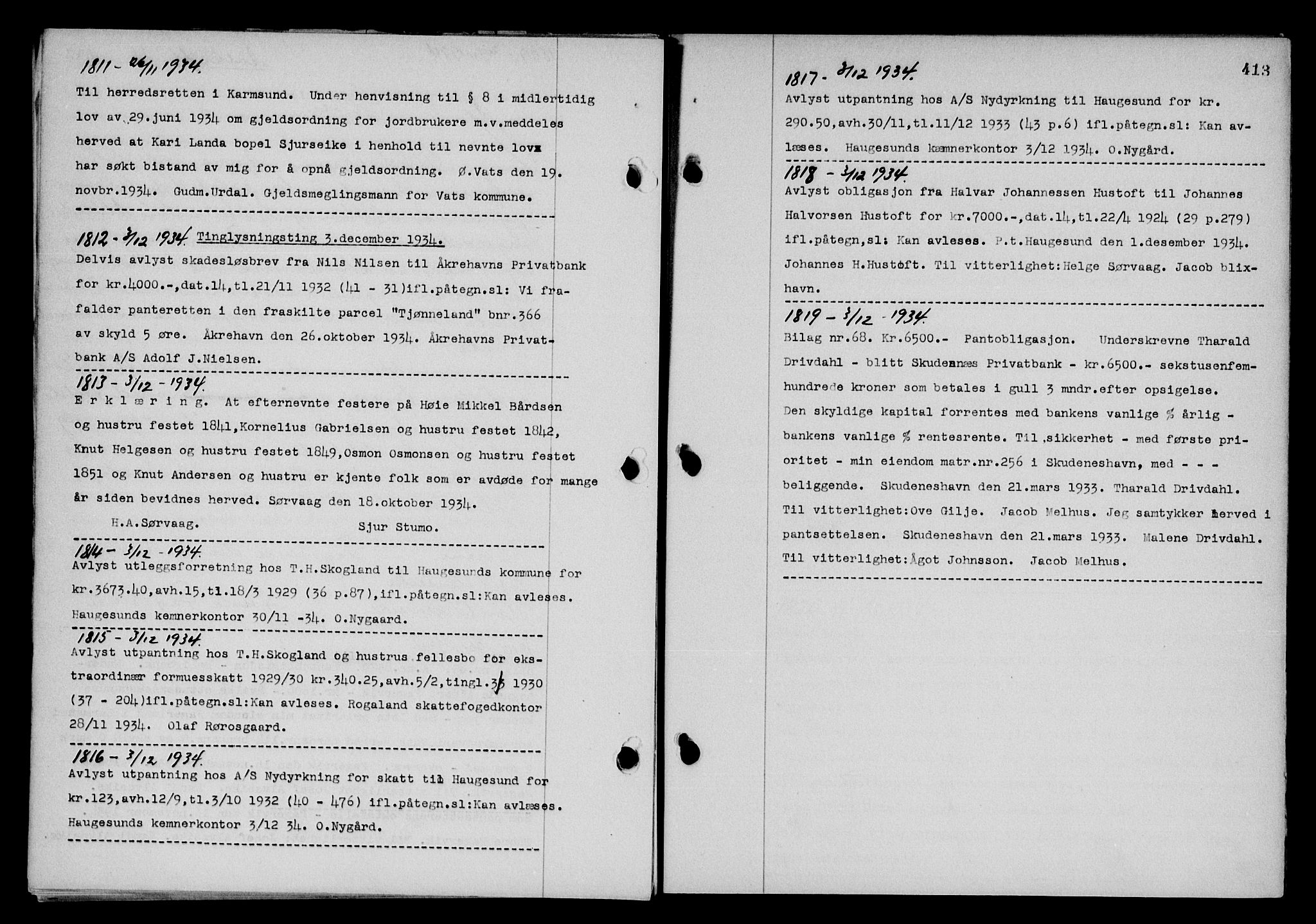 Karmsund sorenskriveri, SAST/A-100311/01/II/IIB/L0063: Pantebok nr. 44, 1934-1935, Tingl.dato: 03.12.1934
