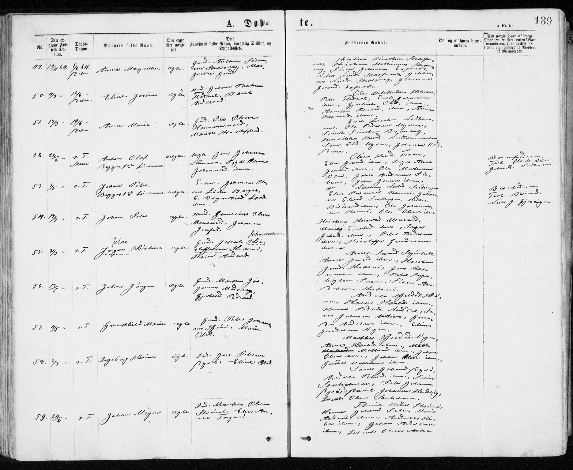 Ministerialprotokoller, klokkerbøker og fødselsregistre - Sør-Trøndelag, SAT/A-1456/640/L0576: Ministerialbok nr. 640A01, 1846-1876, s. 139
