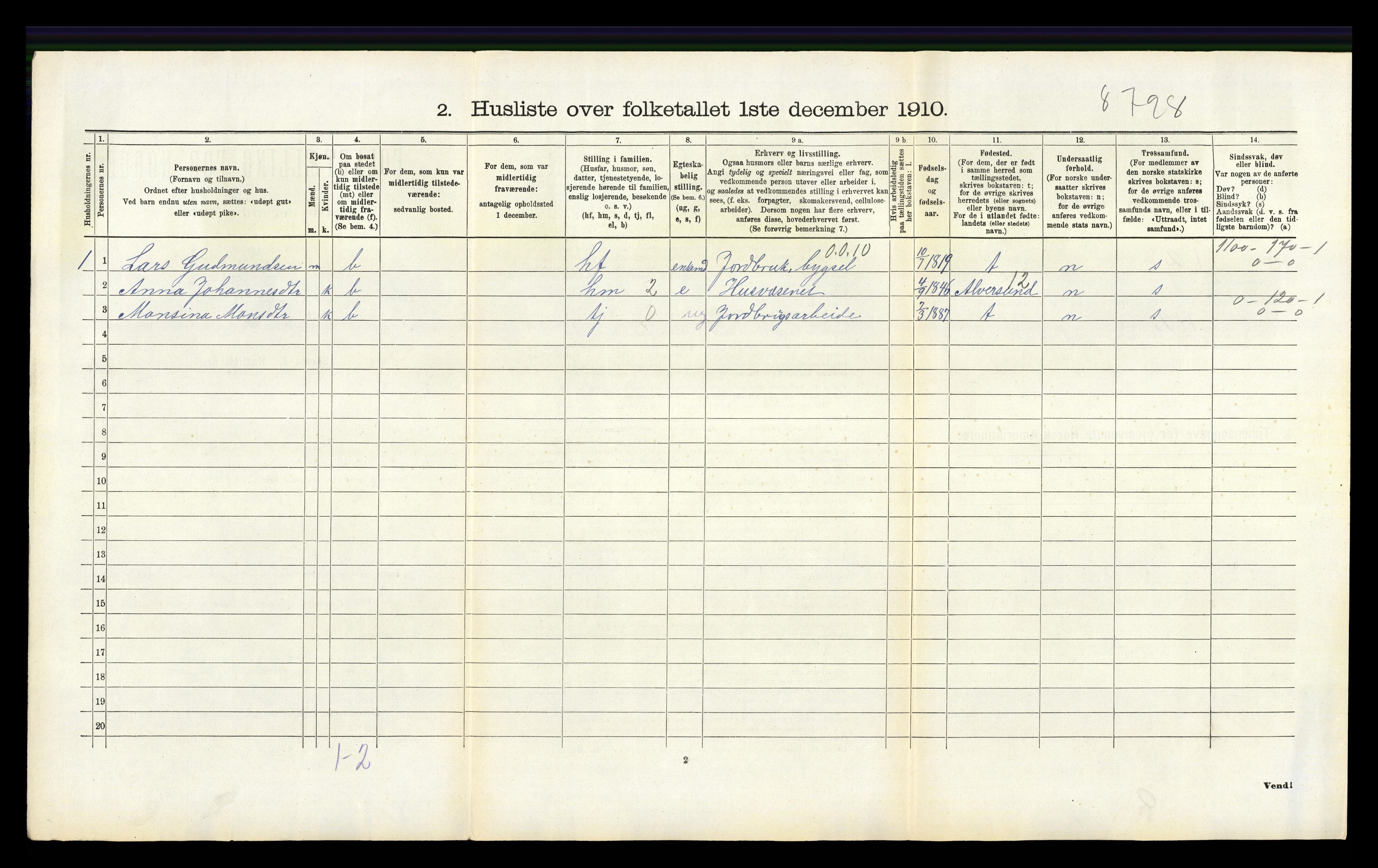RA, Folketelling 1910 for 1254 Hamre herred, 1910, s. 189