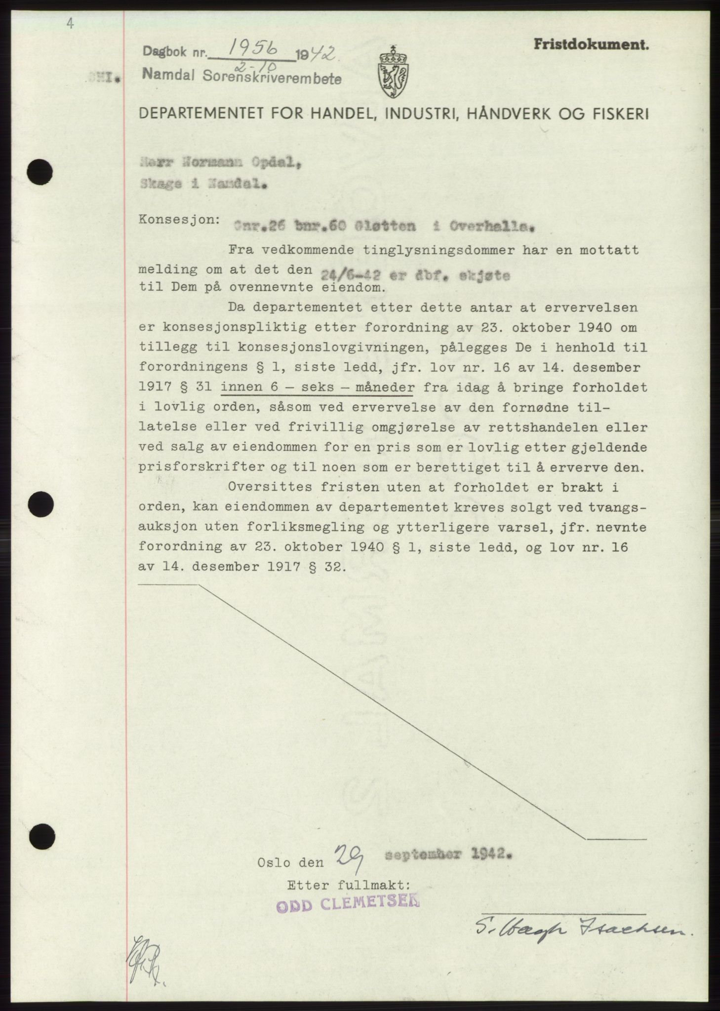 Namdal sorenskriveri, SAT/A-4133/1/2/2C: Pantebok nr. -, 1942-1943, Dagboknr: 1956/1942