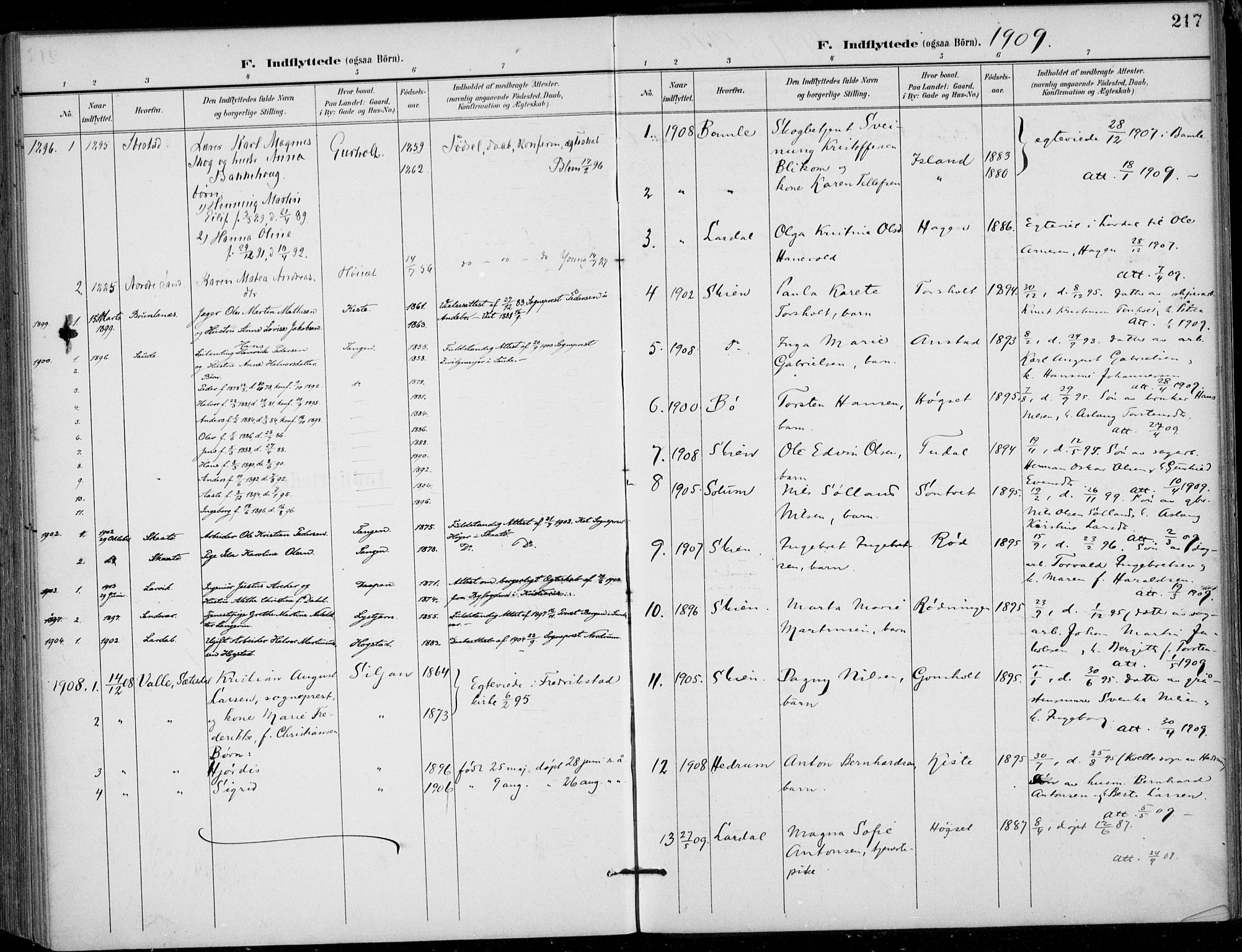 Siljan kirkebøker, AV/SAKO-A-300/F/Fa/L0003: Ministerialbok nr. 3, 1896-1910, s. 217