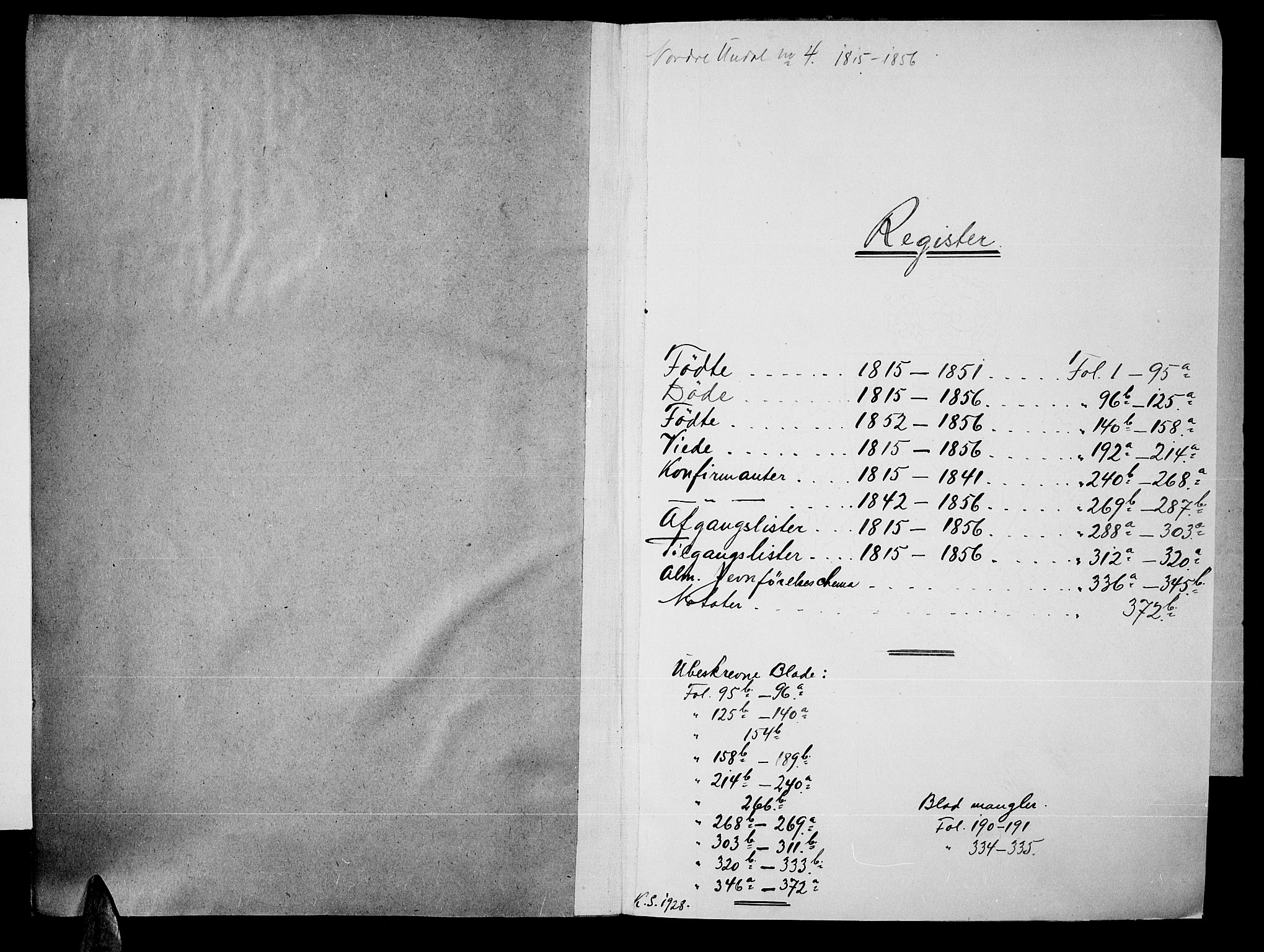 Nord-Audnedal sokneprestkontor, SAK/1111-0032/F/Fb/Fba/L0001: Klokkerbok nr. B 1, 1815-1856