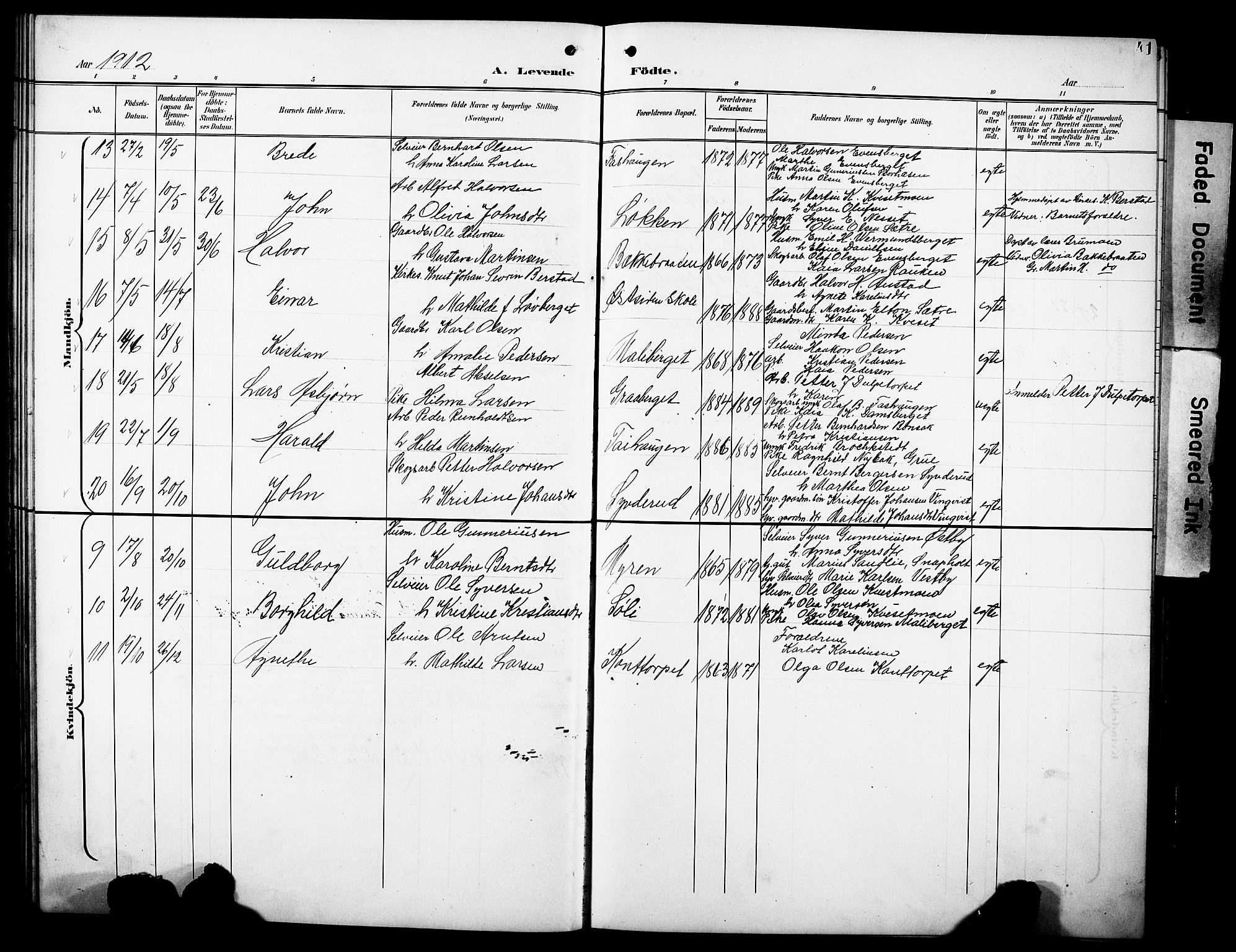 Hof prestekontor, AV/SAH-PREST-038/H/Ha/Hab/L0005: Klokkerbok nr. 5, 1899-1916, s. 41
