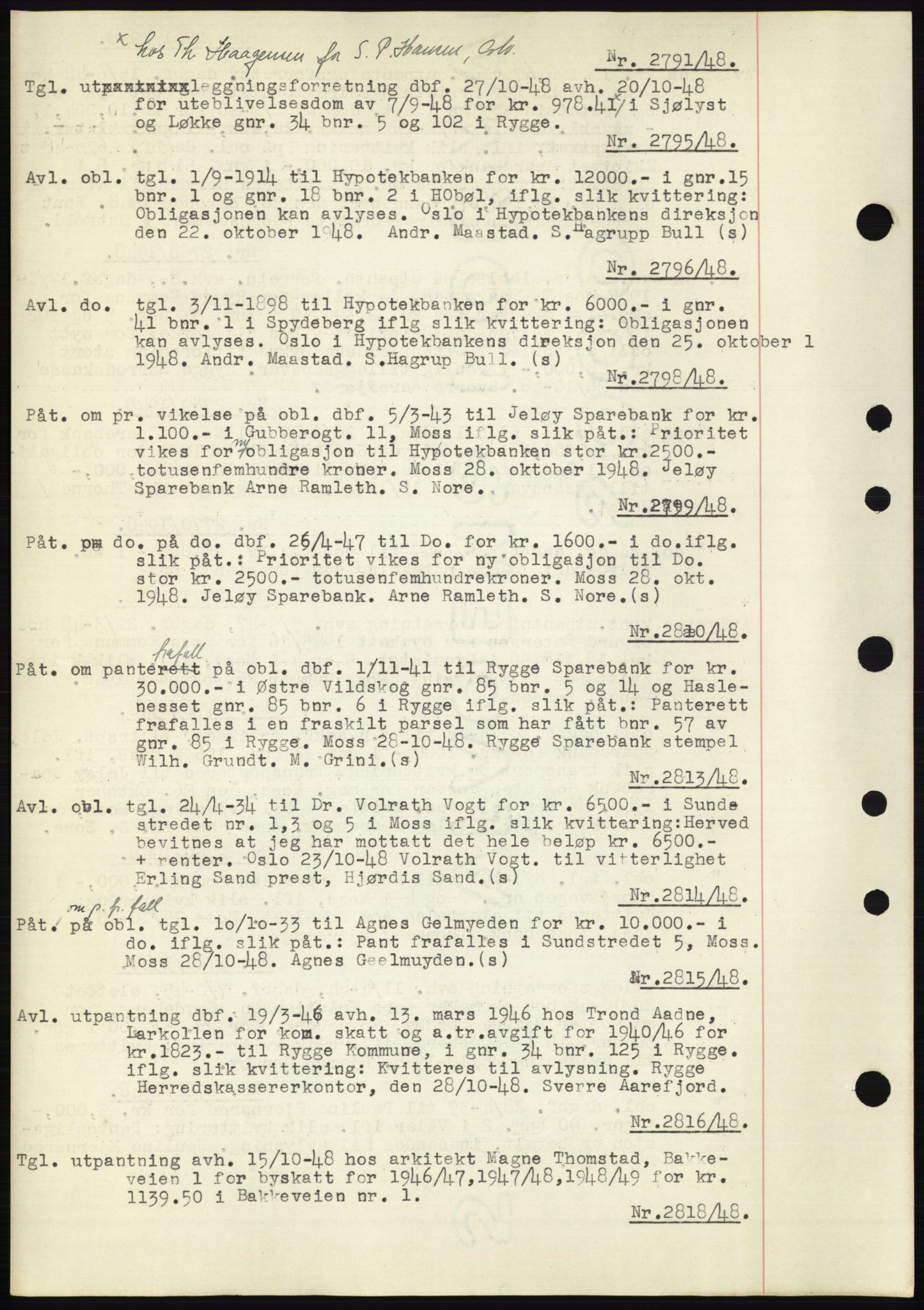 Moss sorenskriveri, SAO/A-10168: Pantebok nr. C10, 1938-1950, Dagboknr: 2791/1948