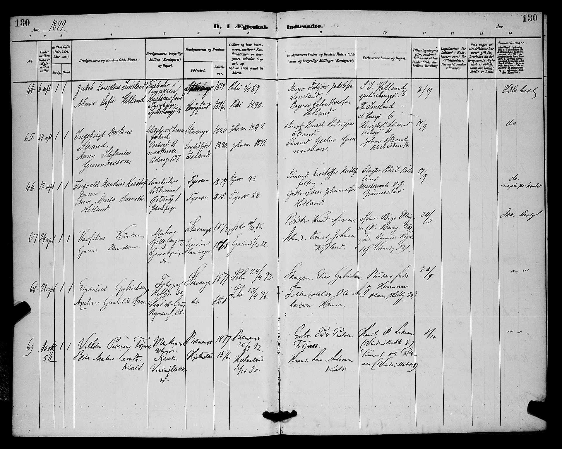 St. Johannes sokneprestkontor, AV/SAST-A-101814/001/30/30BB/L0002: Klokkerbok nr. B 2, 1888-1901, s. 130