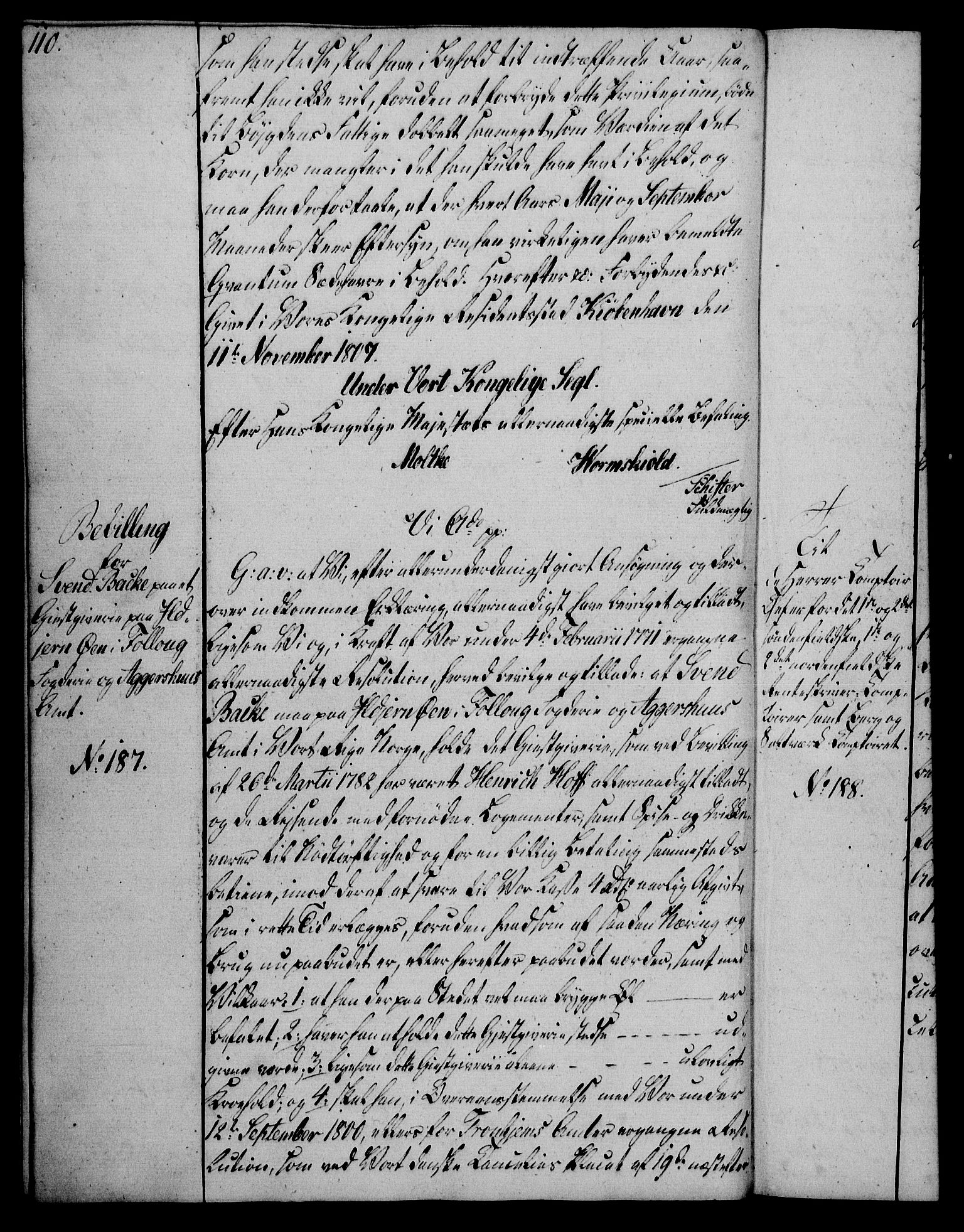 Rentekammeret, Kammerkanselliet, AV/RA-EA-3111/G/Gg/Gga/L0019: Norsk ekspedisjonsprotokoll med register (merket RK 53.19), 1807-1810, s. 110