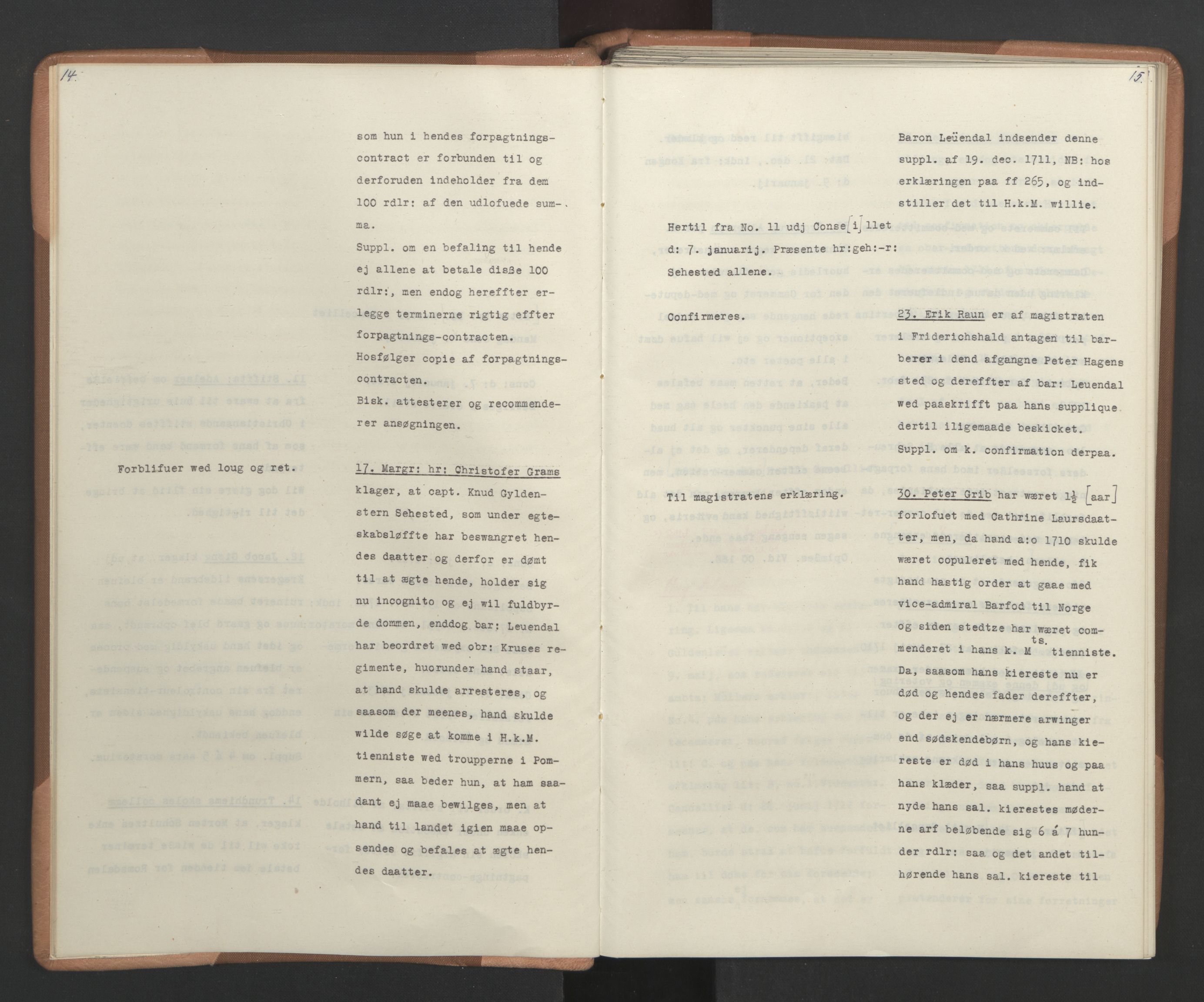 Avskriftsamlingen, RA/EA-4022/F/Fa/L0079: Supplikker, 1712-1713, s. 11