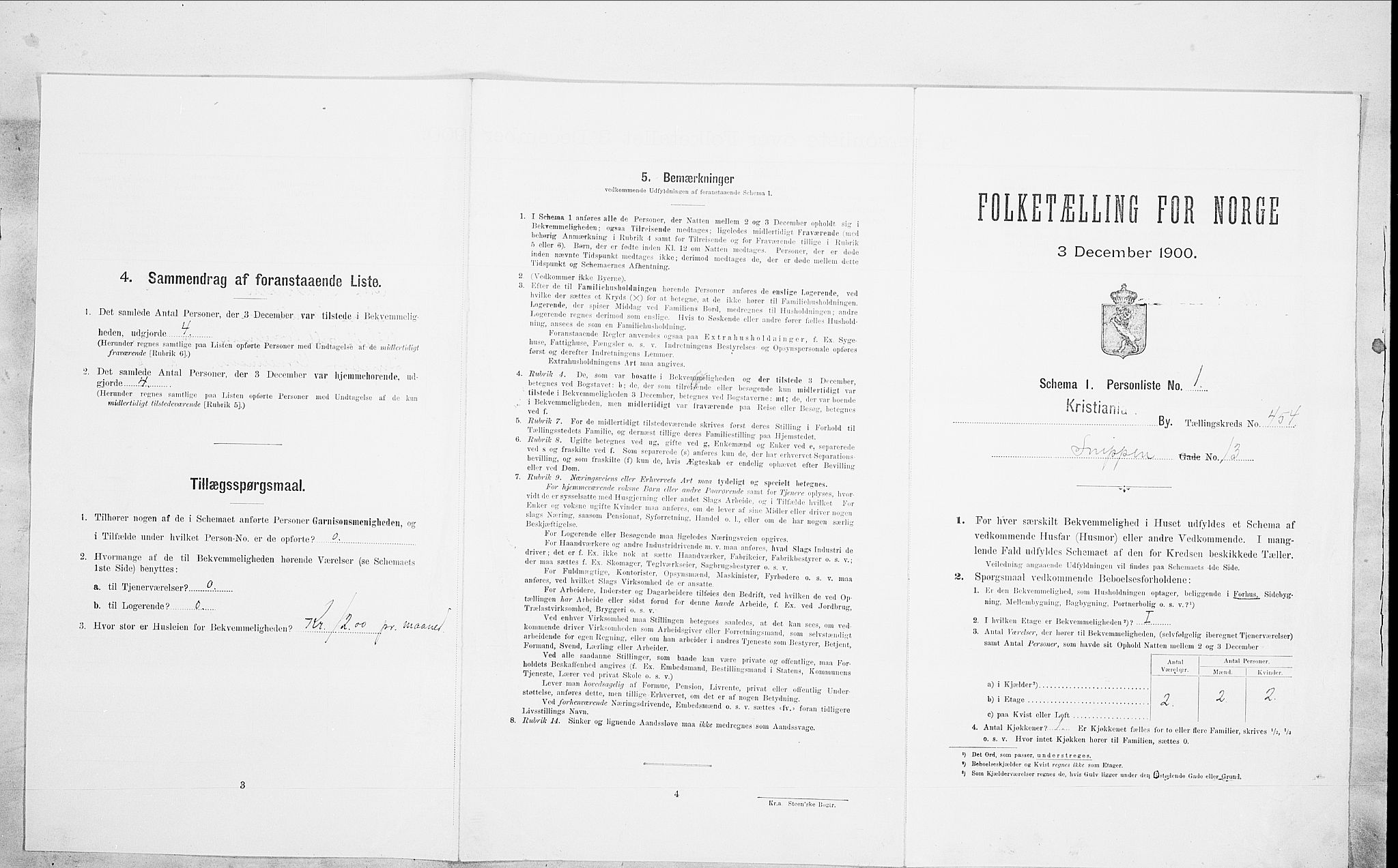 SAO, Folketelling 1900 for 0301 Kristiania kjøpstad, 1900, s. 87243