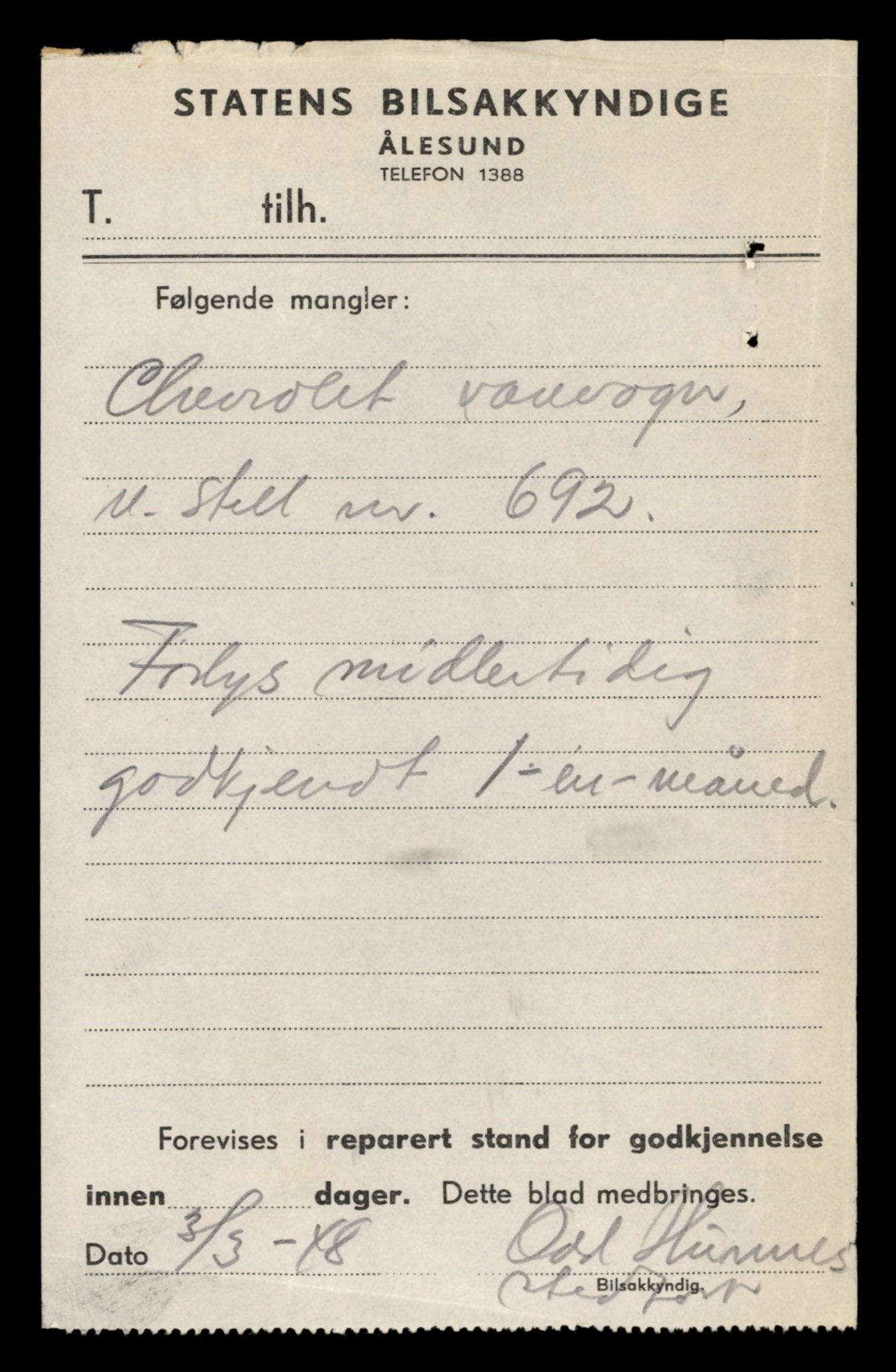 Møre og Romsdal vegkontor - Ålesund trafikkstasjon, AV/SAT-A-4099/F/Fe/L0035: Registreringskort for kjøretøy T 12653 - T 12829, 1927-1998, s. 1054