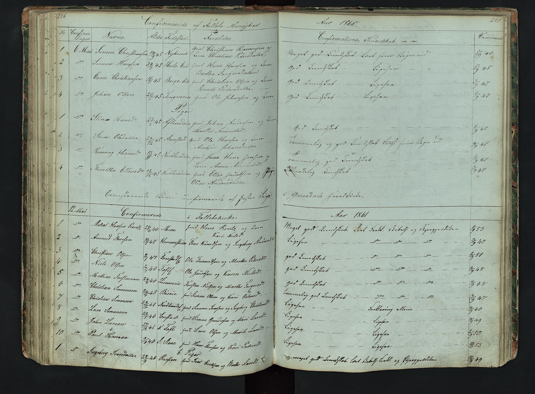 Gausdal prestekontor, AV/SAH-PREST-090/H/Ha/Hab/L0006: Klokkerbok nr. 6, 1846-1893, s. 236-237