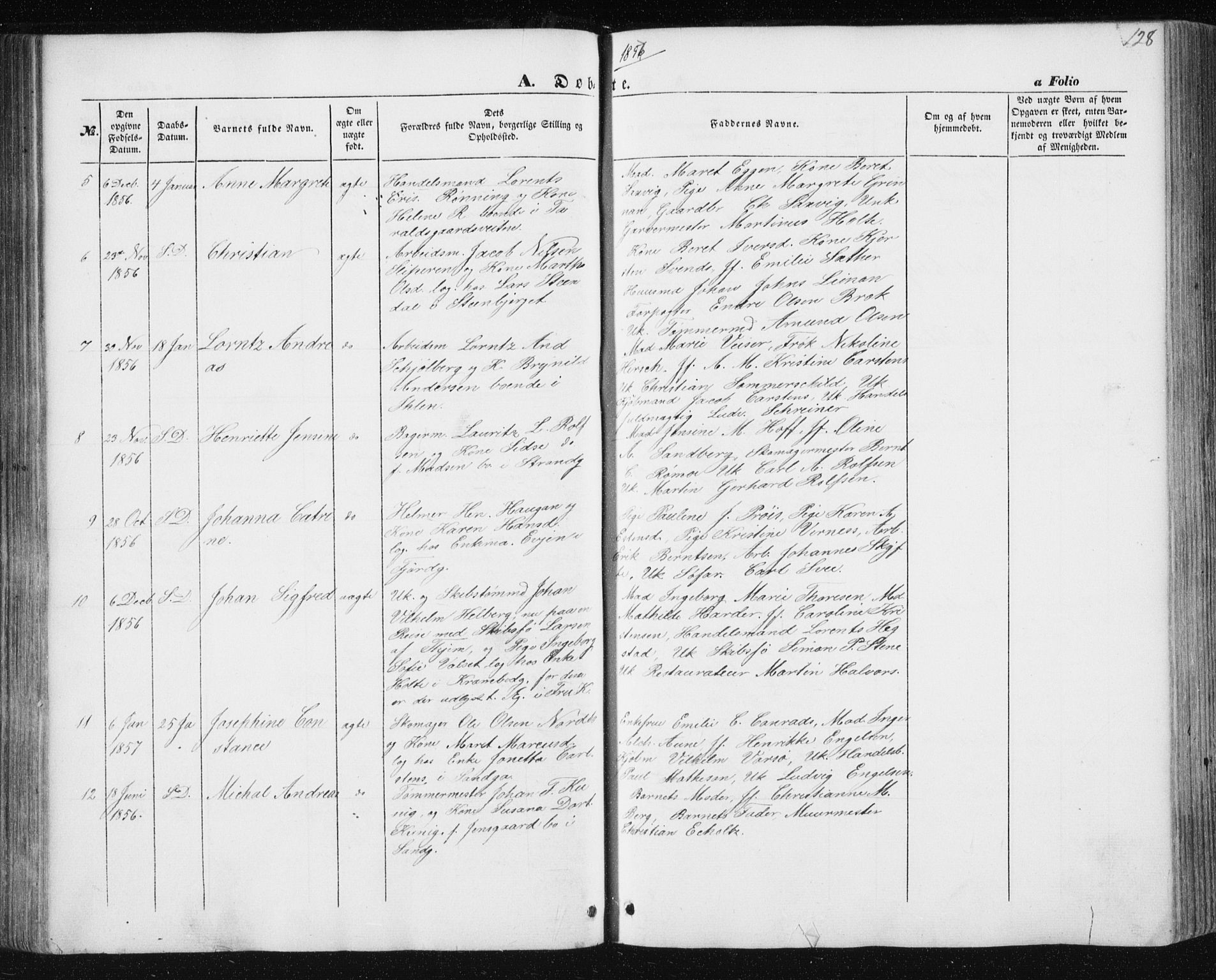 Ministerialprotokoller, klokkerbøker og fødselsregistre - Sør-Trøndelag, SAT/A-1456/602/L0112: Ministerialbok nr. 602A10, 1848-1859, s. 128