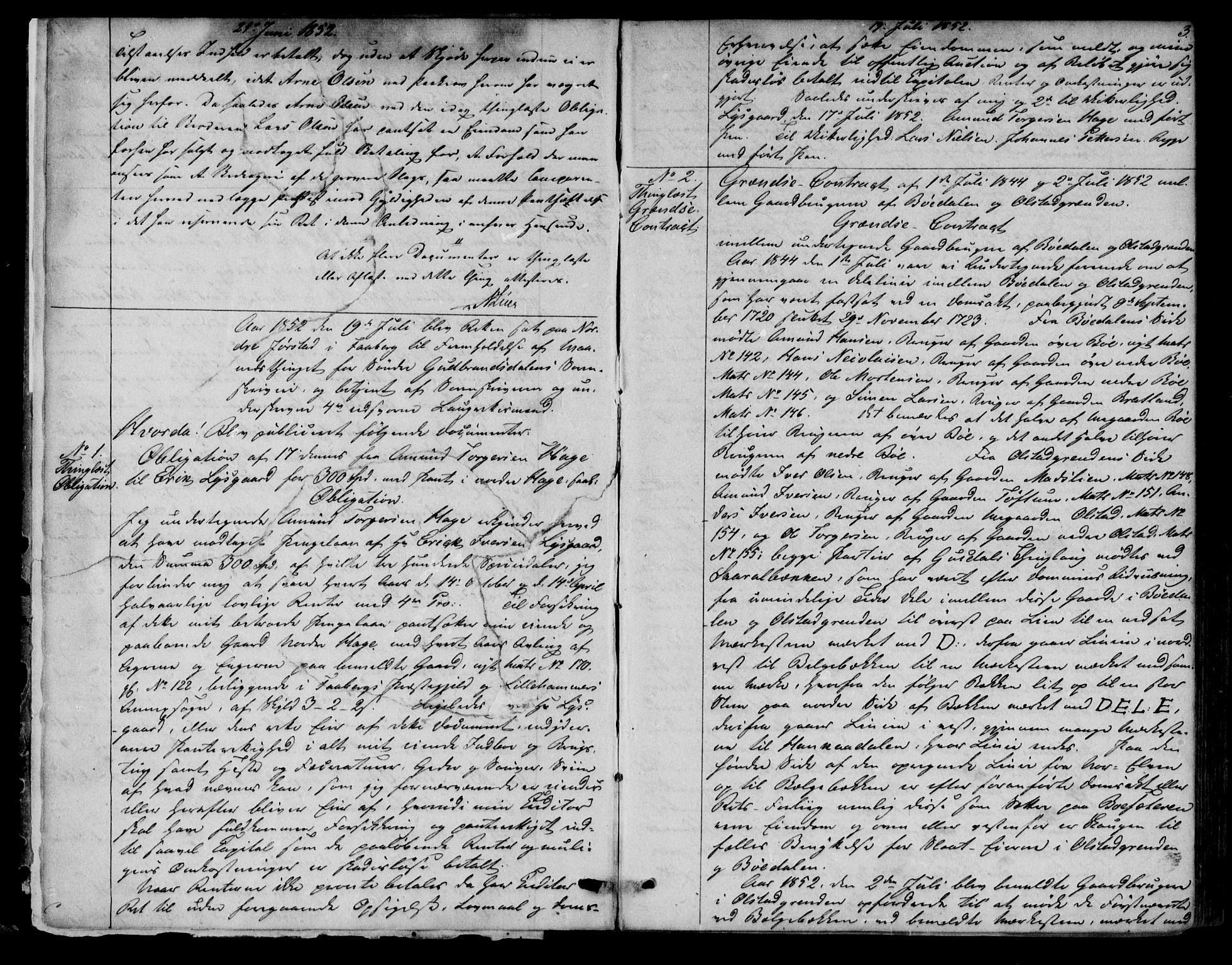 Sør-Gudbrandsdal tingrett, AV/SAH-TING-004/H/Hb/Hba/L0011: Pantebok nr. I 11, 1852-1858, s. 2-3
