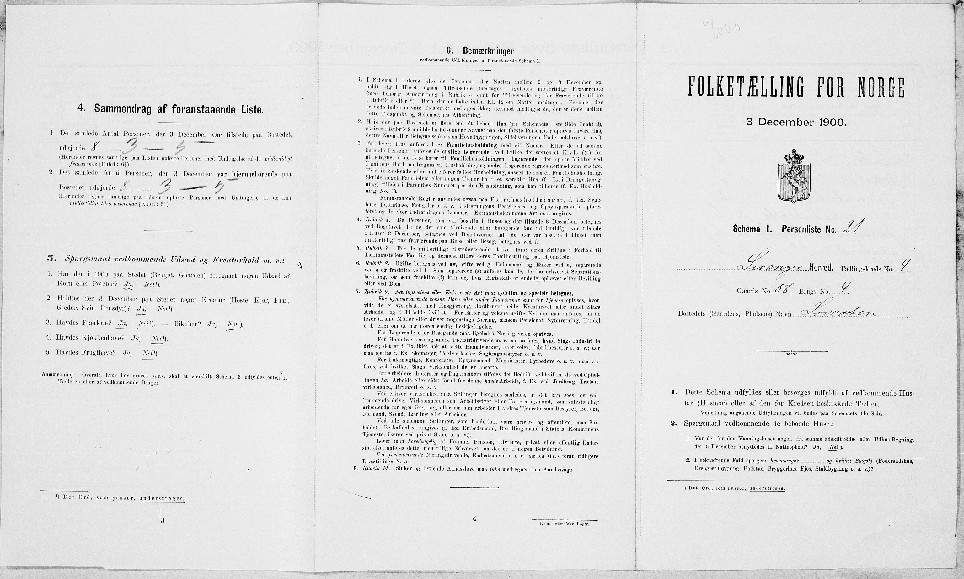 SAT, Folketelling 1900 for 1720 Levanger herred, 1900, s. 649