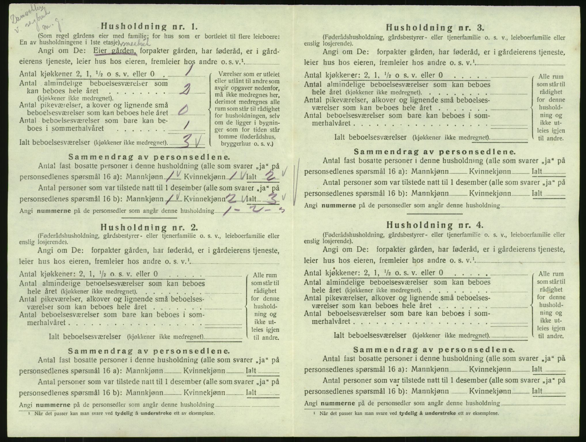 SAK, Folketelling 1920 for 0936 Hornnes herred, 1920, s. 70