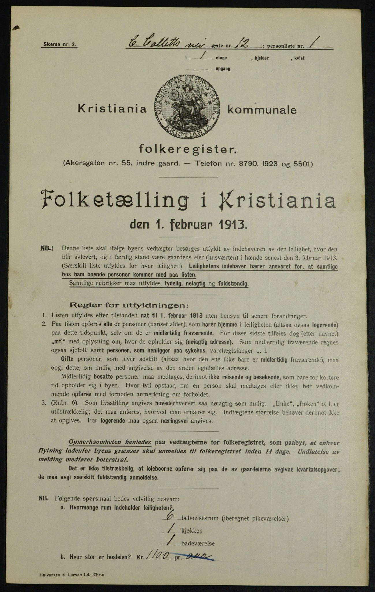 OBA, Kommunal folketelling 1.2.1913 for Kristiania, 1913, s. 11785