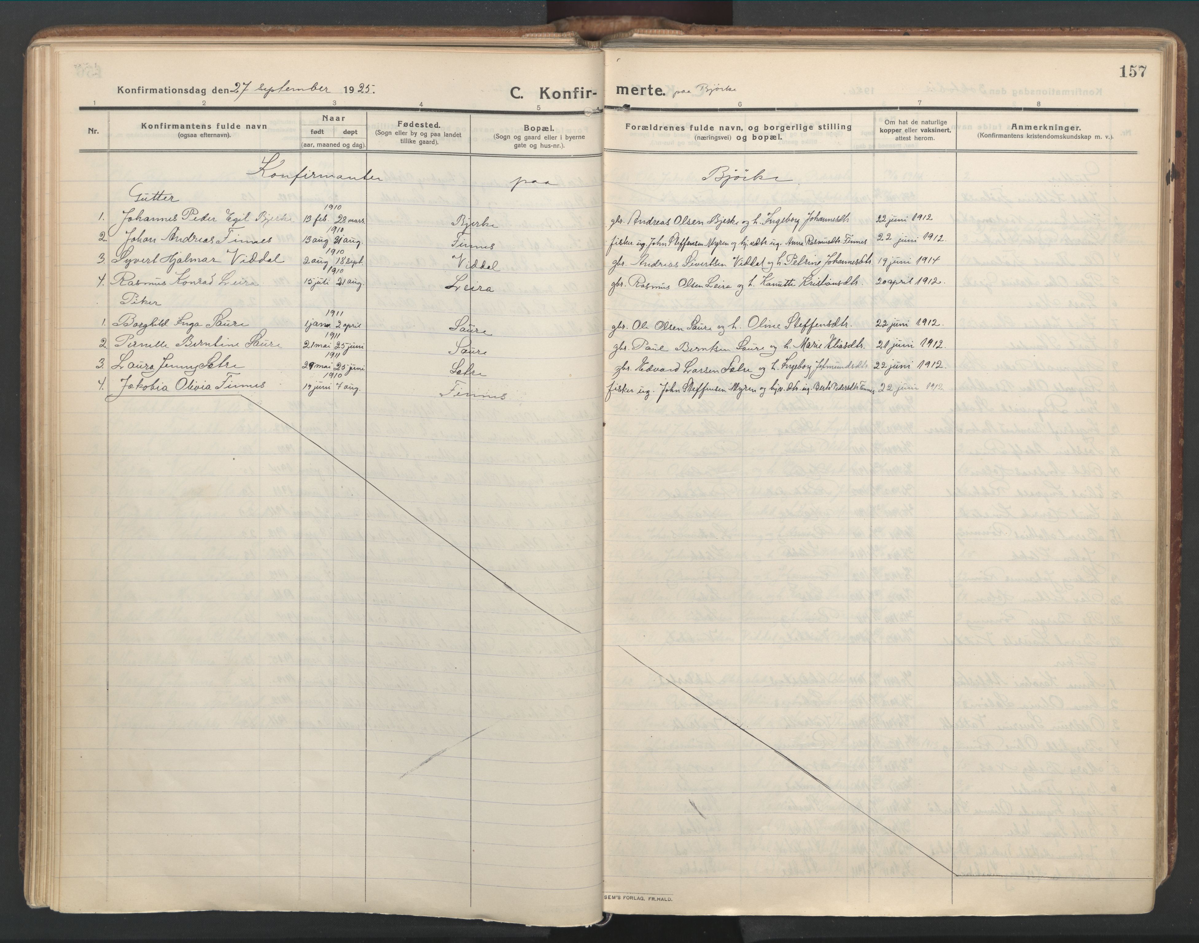 Ministerialprotokoller, klokkerbøker og fødselsregistre - Møre og Romsdal, AV/SAT-A-1454/515/L0212: Ministerialbok nr. 515A08, 1911-1935, s. 157