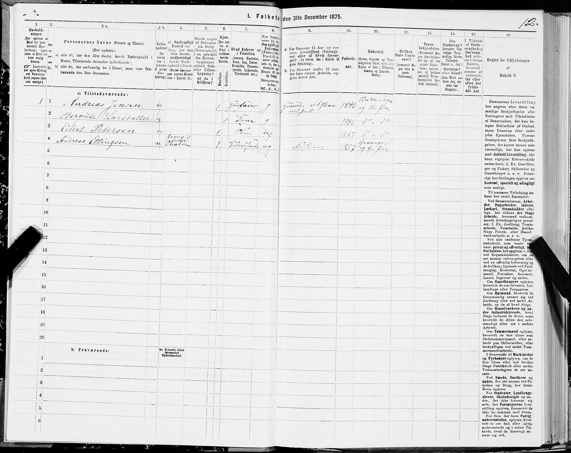 SAT, Folketelling 1875 for 1860P Buksnes prestegjeld, 1875, s. 1012