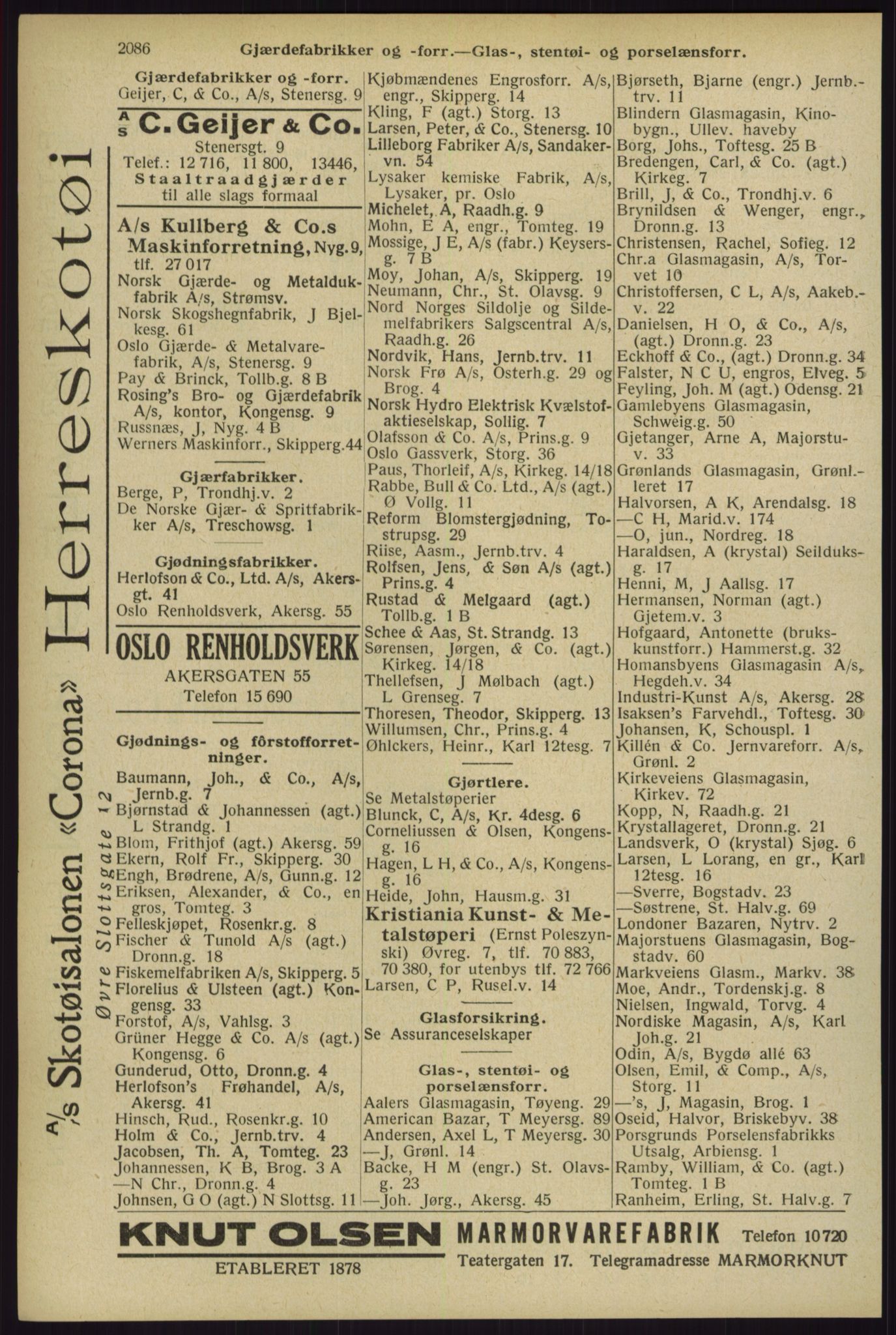 Kristiania/Oslo adressebok, PUBL/-, 1929, s. 2086