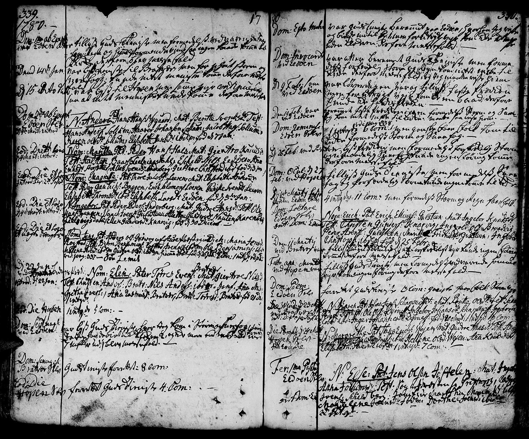 Ministerialprotokoller, klokkerbøker og fødselsregistre - Møre og Romsdal, AV/SAT-A-1454/581/L0932: Ministerialbok nr. 581A02, 1767-1823, s. 339-340
