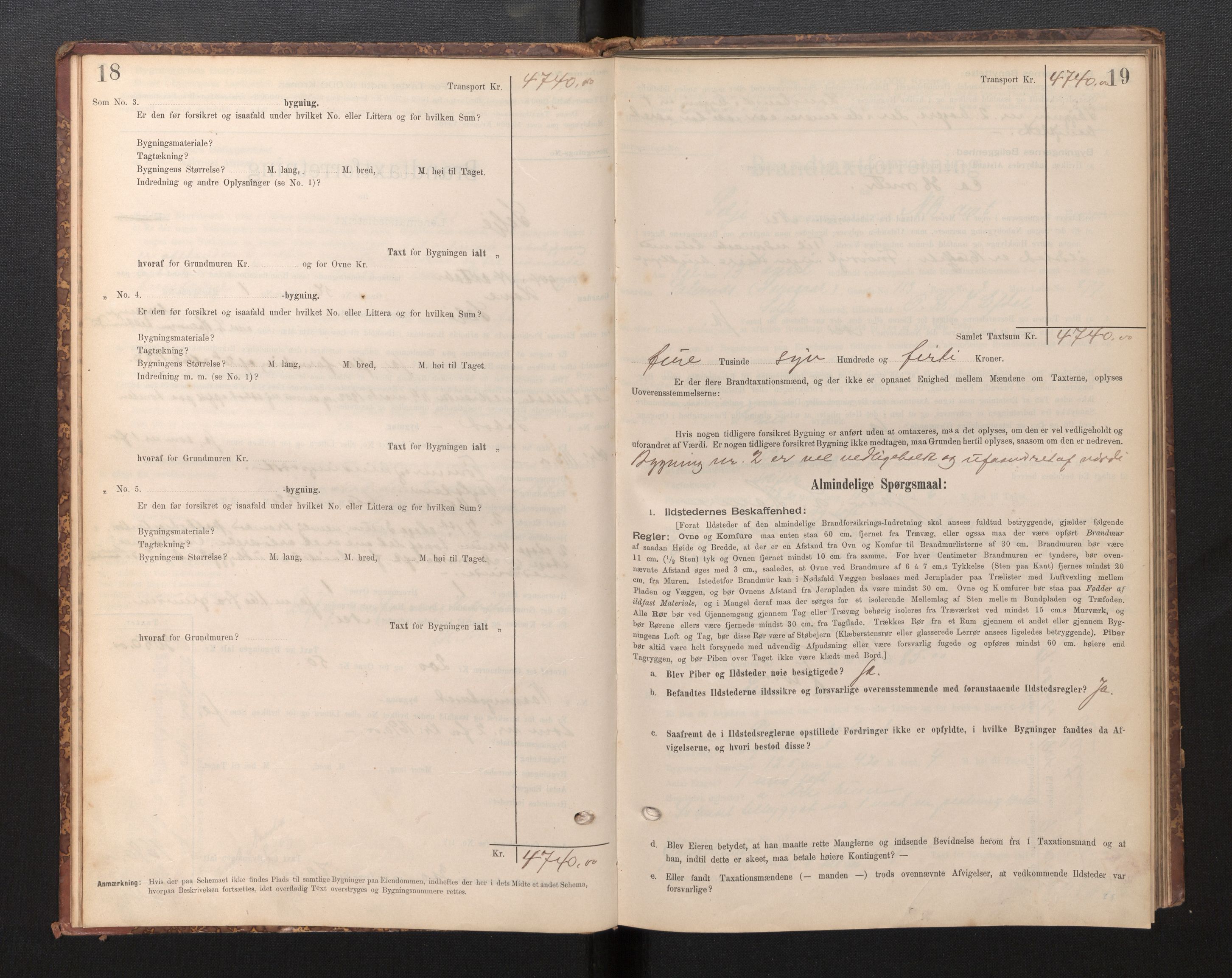 Lensmannen i Selje, SAB/A-29701/0012/L0003: Branntakstprotokoll, skjematakst, 1895-1929, s. 18-19
