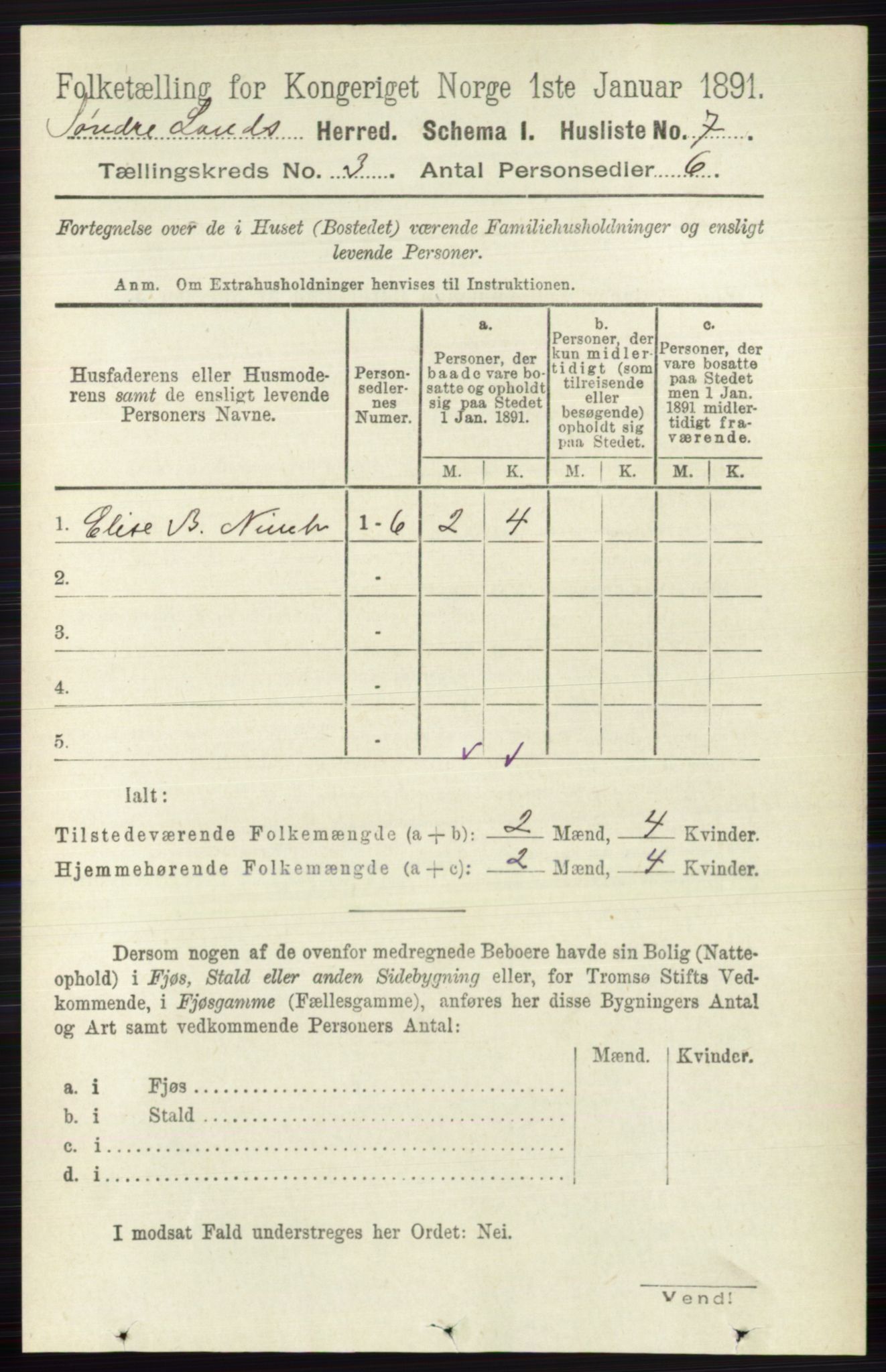 RA, Folketelling 1891 for 0536 Søndre Land herred, 1891, s. 2273