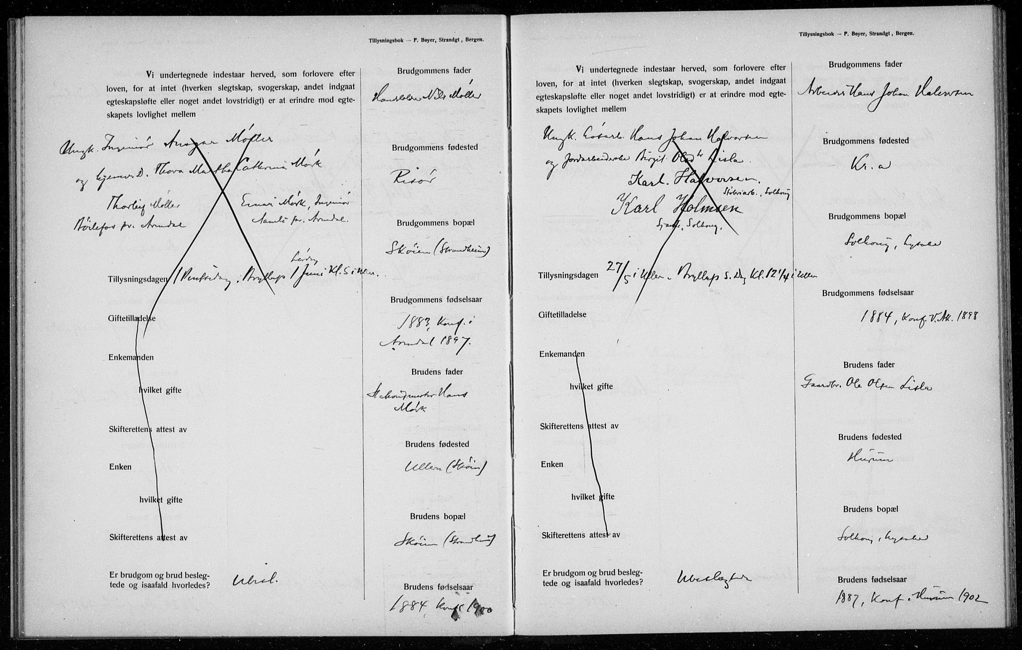 Ullern prestekontor Kirkebøker, AV/SAO-A-10740/H/L0001: Lysningsprotokoll nr. 1, 1911-1916