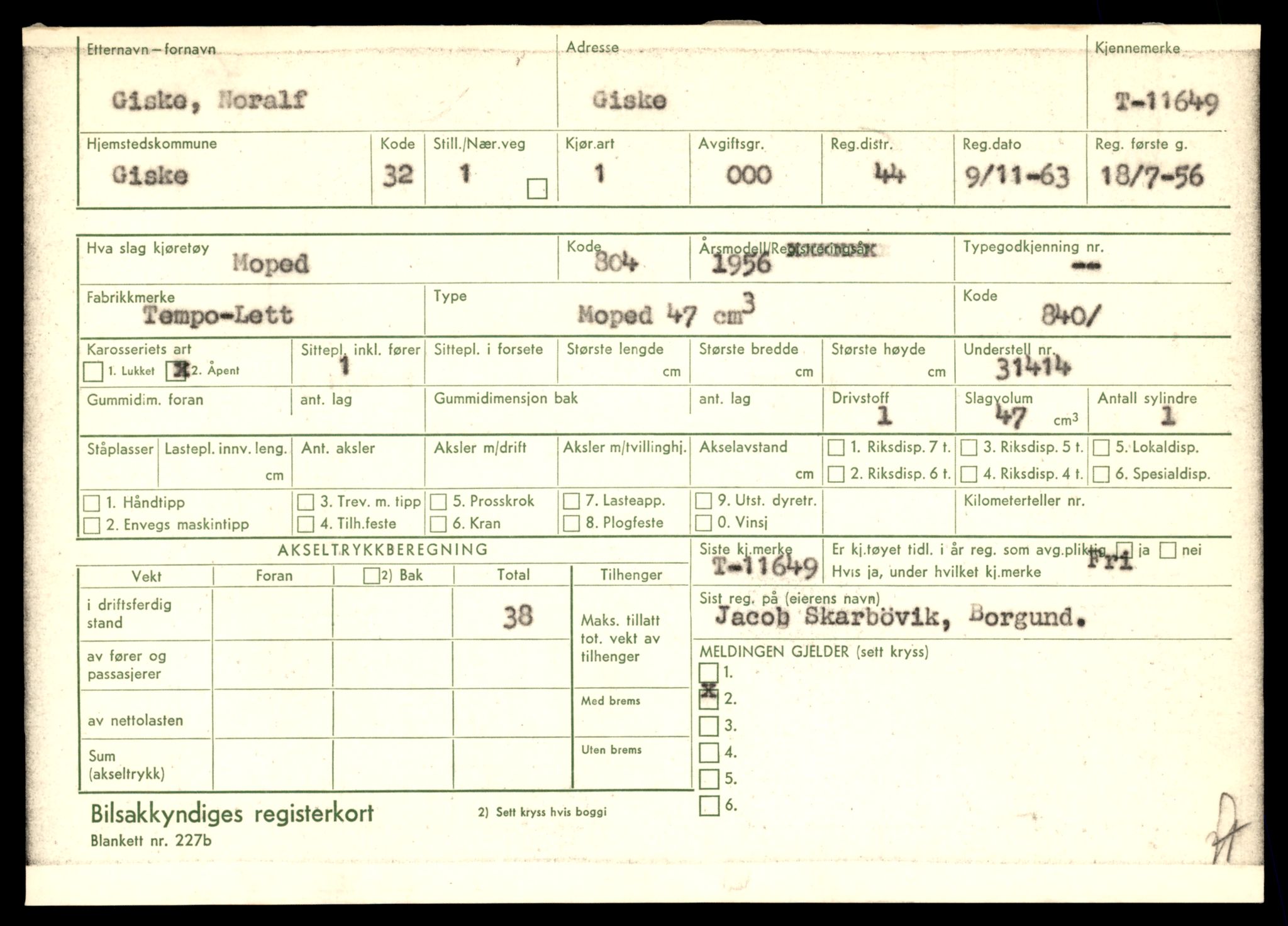 Møre og Romsdal vegkontor - Ålesund trafikkstasjon, SAT/A-4099/F/Fe/L0030: Registreringskort for kjøretøy T 11620 - T 11799, 1927-1998, s. 337