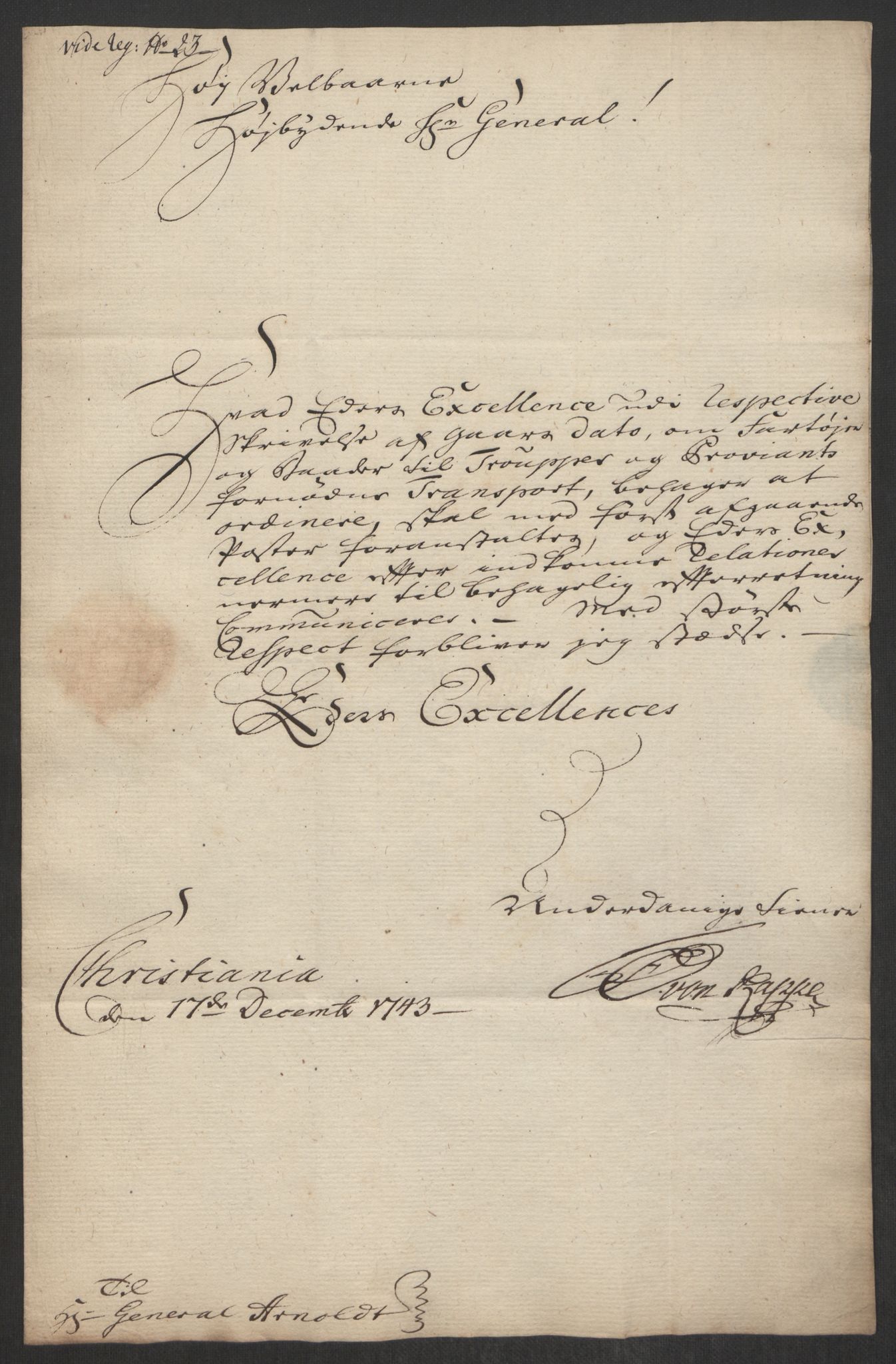 Kommanderende general (KG I) med Det norske krigsdirektorium, AV/RA-EA-5419/D/L0062: Stattholderens, stiftamtmenns og amtmenns brev, 1741-1745, s. 223