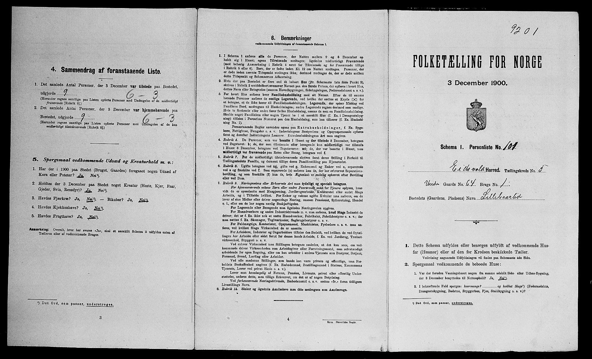 SAO, Folketelling 1900 for 0237 Eidsvoll herred, 1900