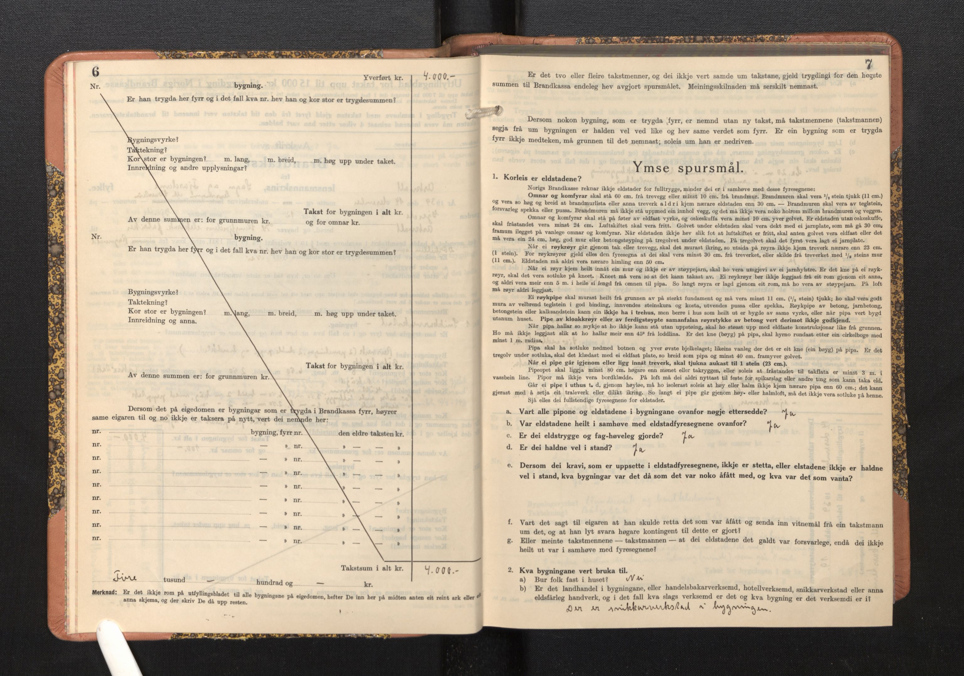 Lensmannen i Askvoll, AV/SAB-A-26301/0012/L0005: Branntakstprotokoll, skjematakst, 1940-1949, s. 6-7