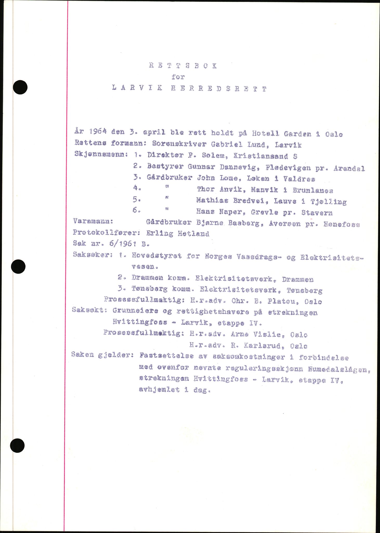 Larvik sorenskriveri, AV/SAKO-A-83/F/Fd/Fdb/L0020: Domsprotokoll - sivile saker, 1964, s. 551