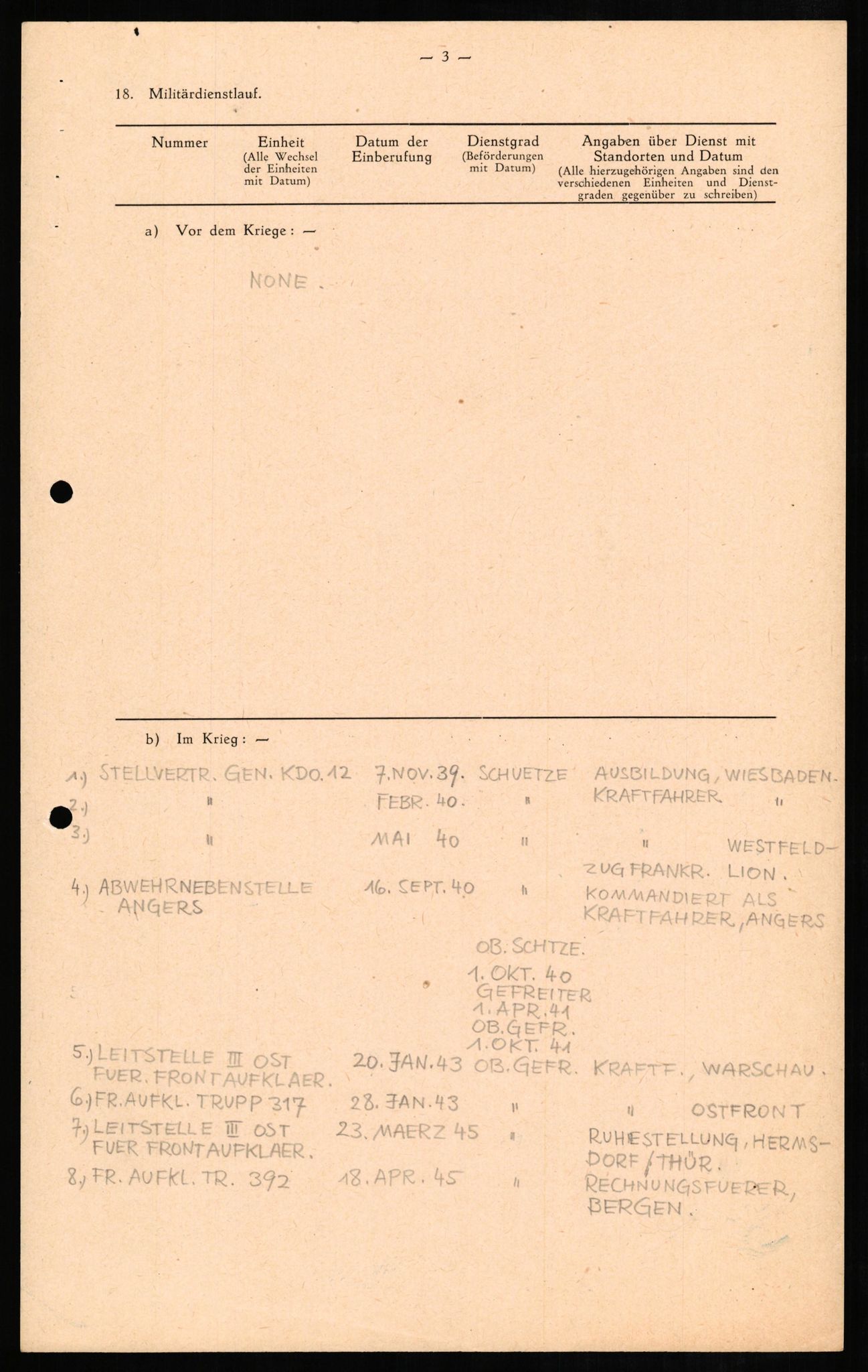 Forsvaret, Forsvarets overkommando II, AV/RA-RAFA-3915/D/Db/L0010: CI Questionaires. Tyske okkupasjonsstyrker i Norge. Tyskere., 1945-1946, s. 275