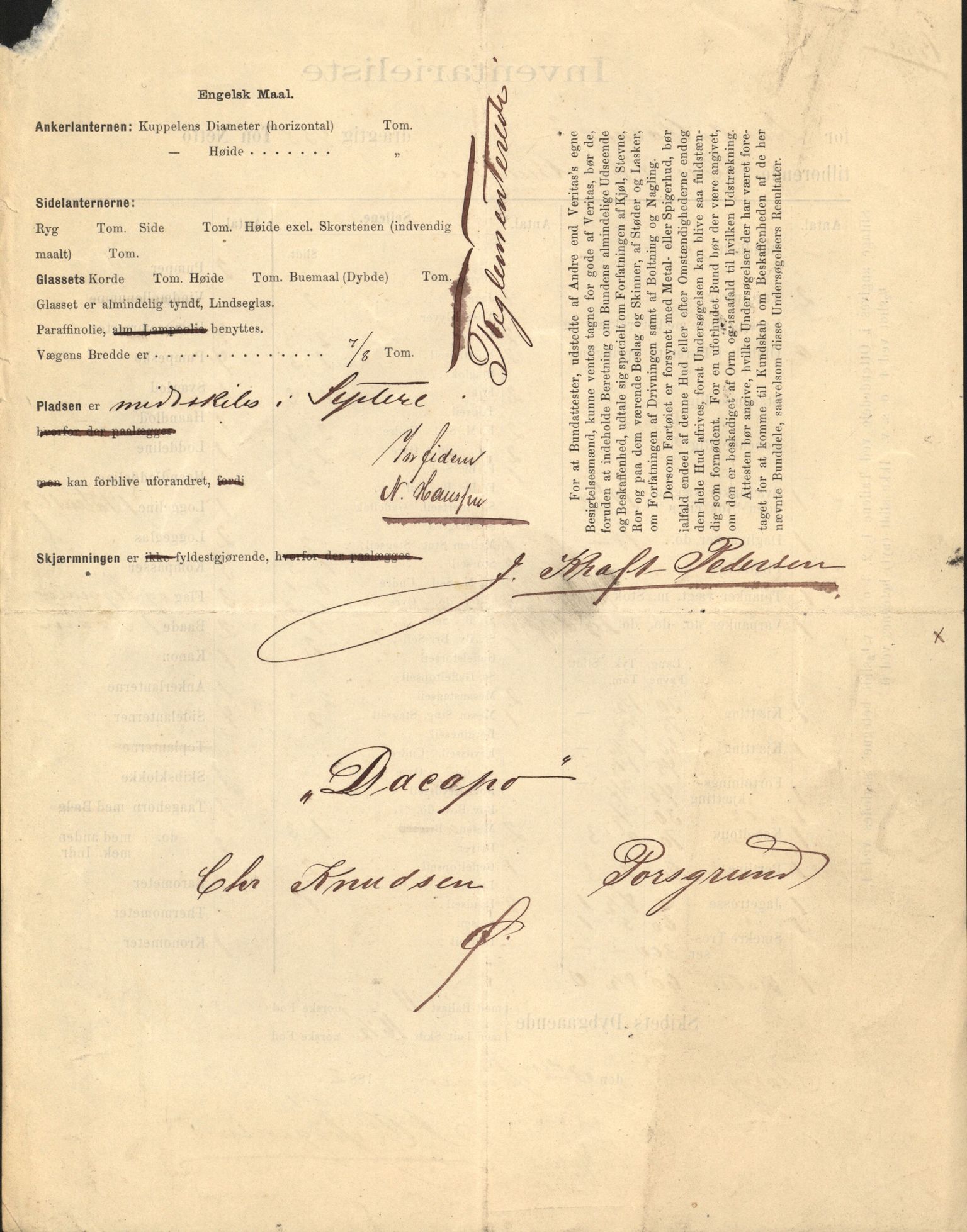 Pa 63 - Østlandske skibsassuranceforening, VEMU/A-1079/G/Ga/L0016/0011: Havaridokumenter / Elise, Dux, Dagmar, Dacapo, Louis, Iphignia, 1883, s. 50