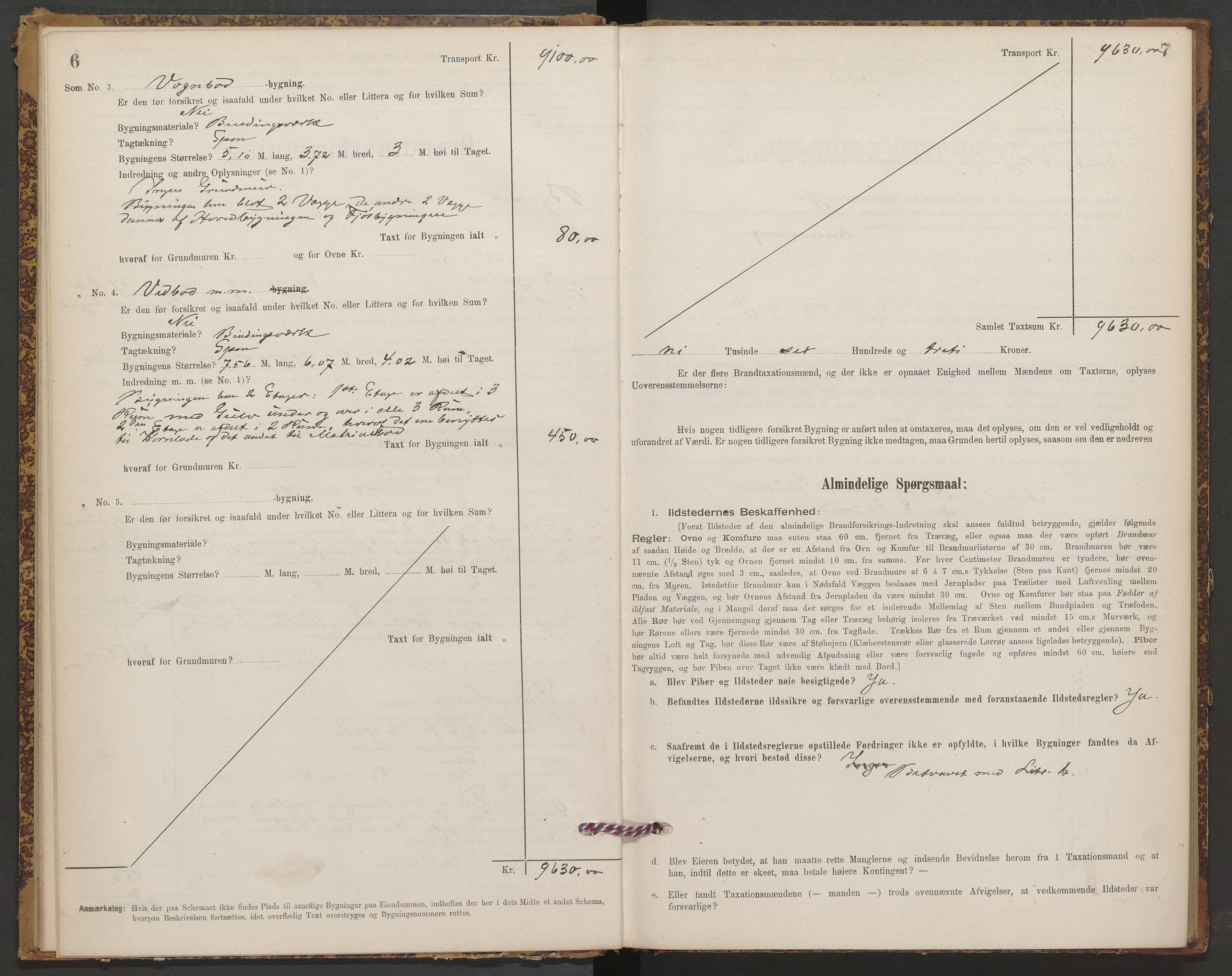 Byneset lensmannskontor, AV/SAT-A-1019/03/Oa/L0001: Branntakstprotokoll, 1895-1897