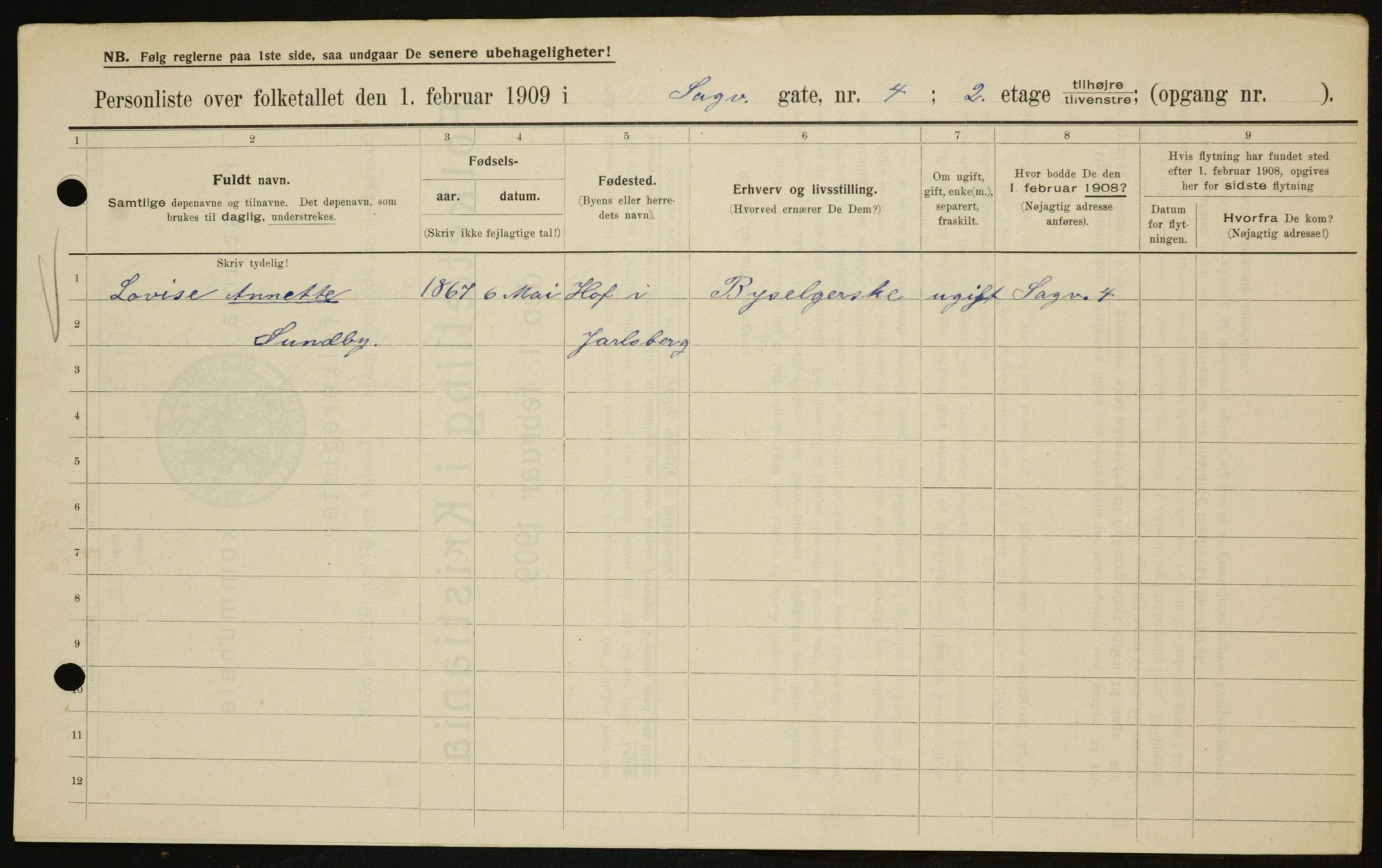 OBA, Kommunal folketelling 1.2.1909 for Kristiania kjøpstad, 1909, s. 78593