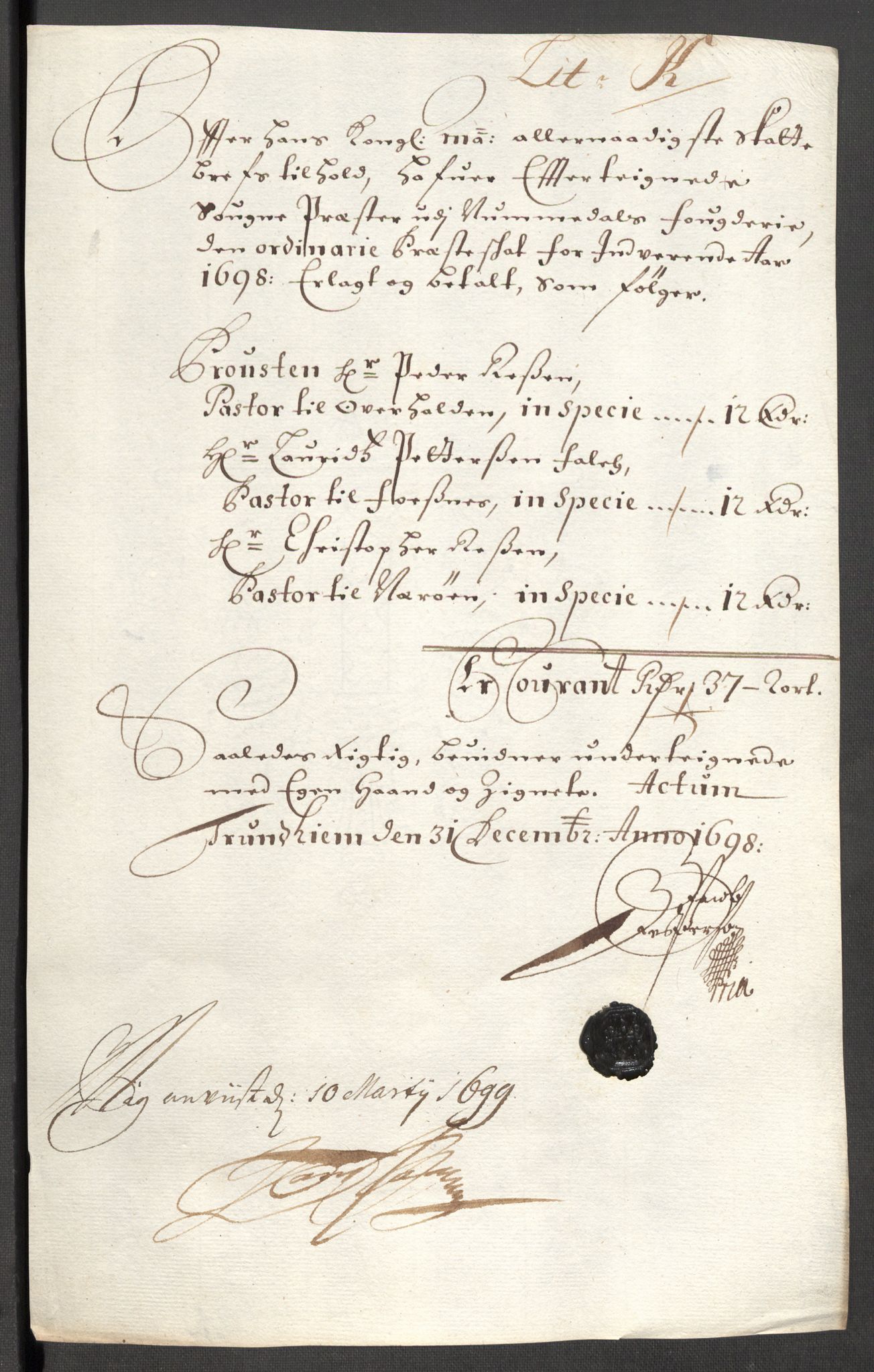 Rentekammeret inntil 1814, Reviderte regnskaper, Fogderegnskap, AV/RA-EA-4092/R64/L4425: Fogderegnskap Namdal, 1696-1698, s. 435