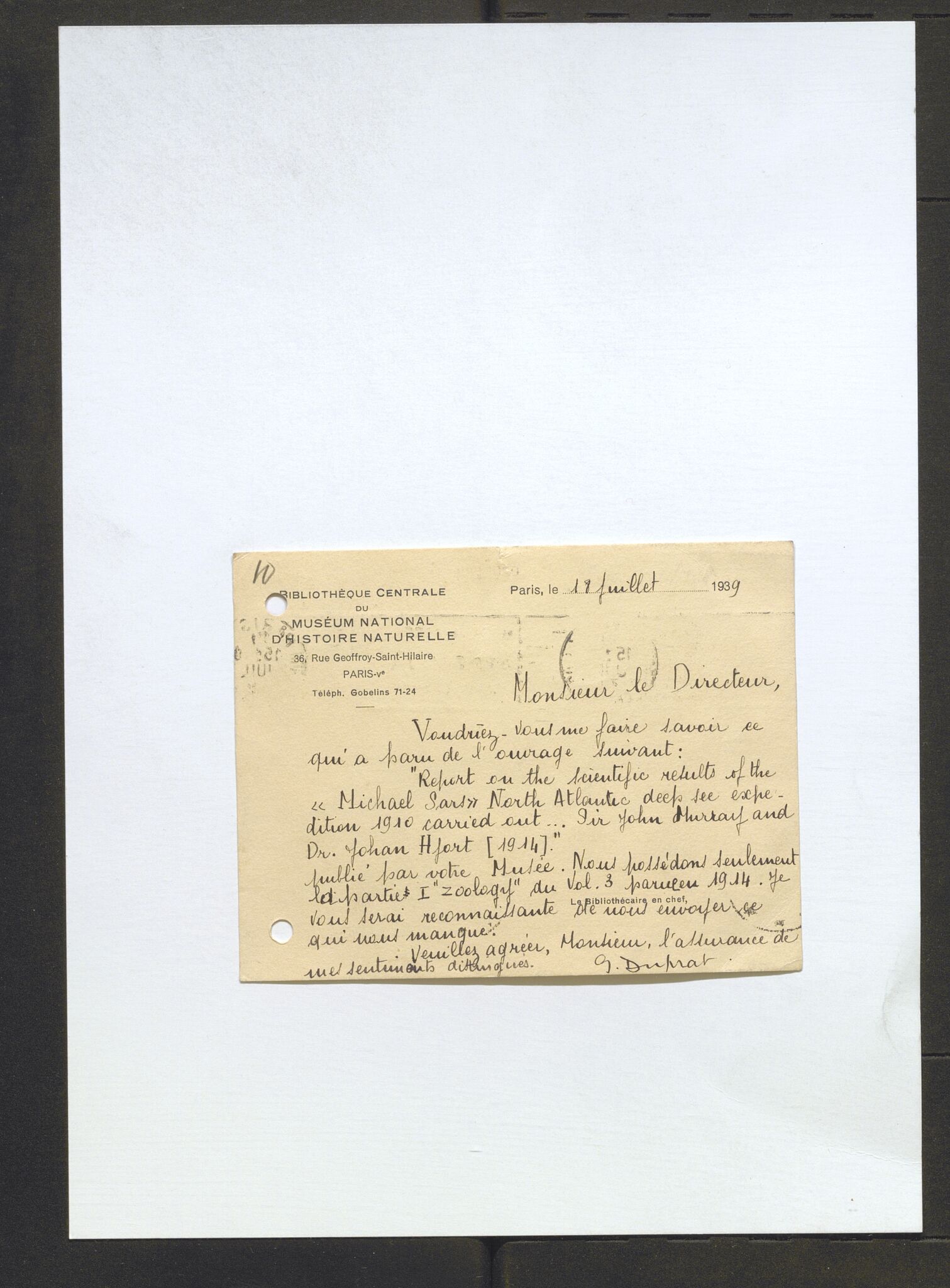 Bergens Museum, AV/SAB-A-17301/13/D/L0002: Korrespondanse , 1928-1940, s. 403