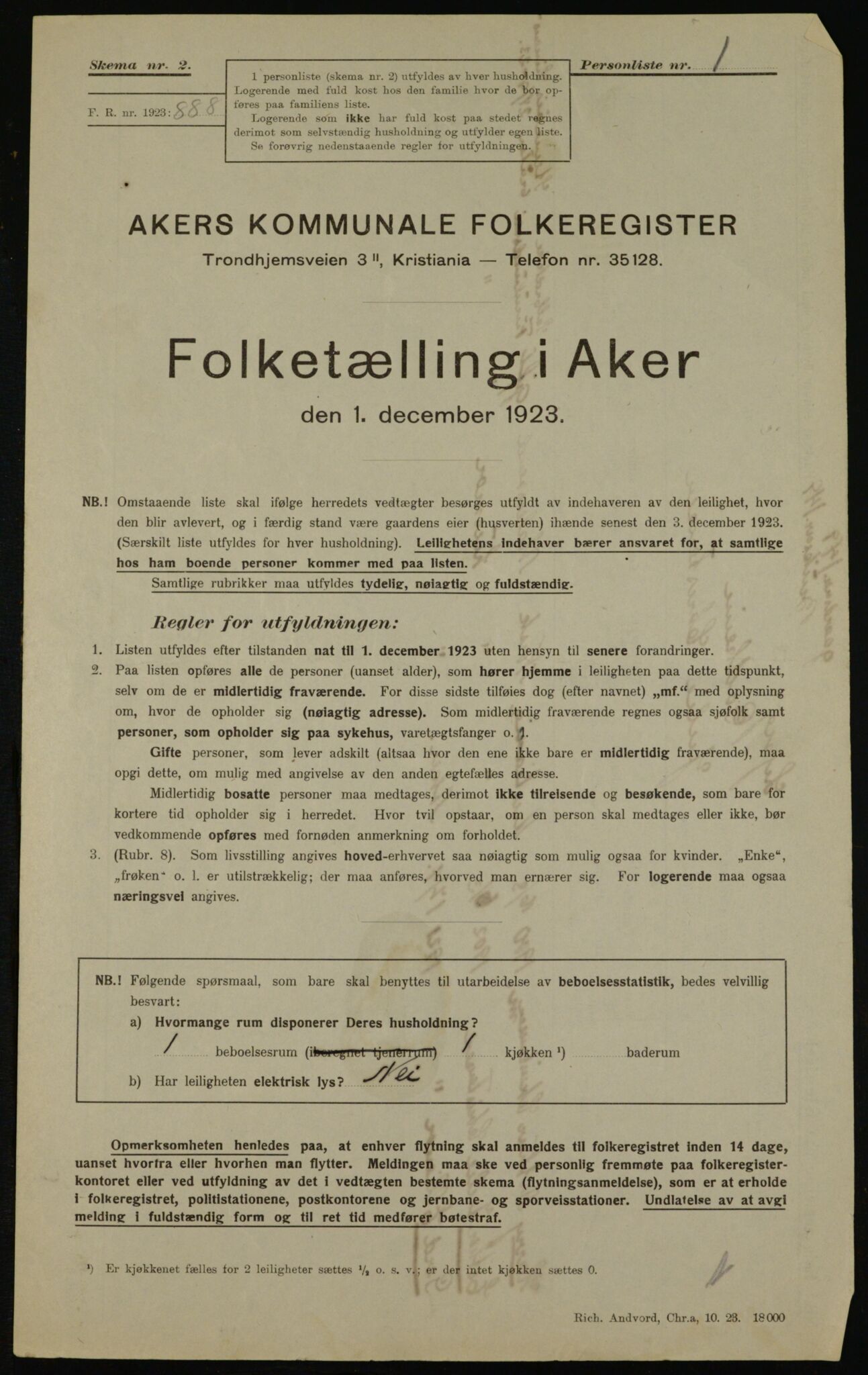 , Kommunal folketelling 1.12.1923 for Aker, 1923, s. 42098