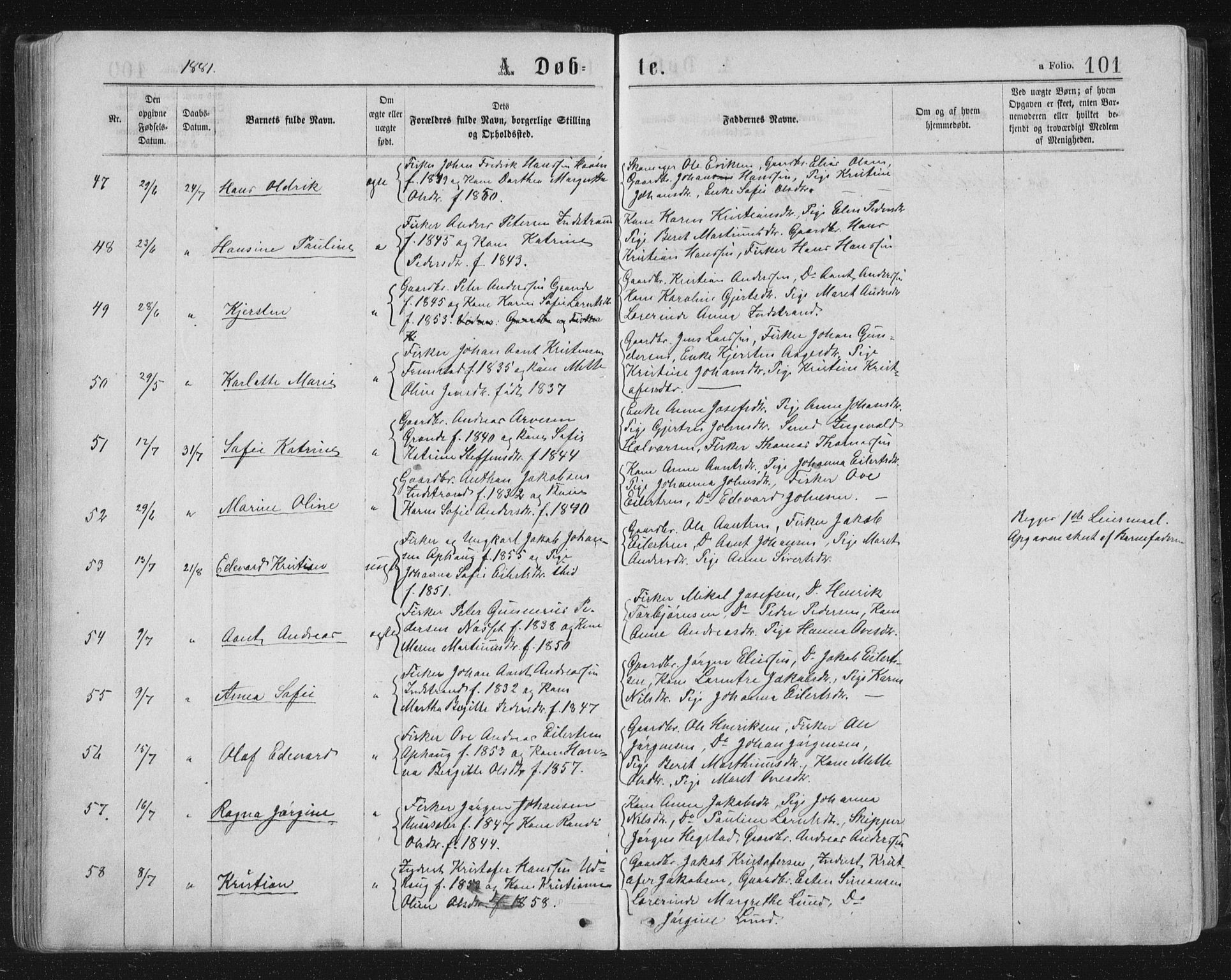 Ministerialprotokoller, klokkerbøker og fødselsregistre - Sør-Trøndelag, AV/SAT-A-1456/659/L0745: Klokkerbok nr. 659C02, 1869-1892, s. 101