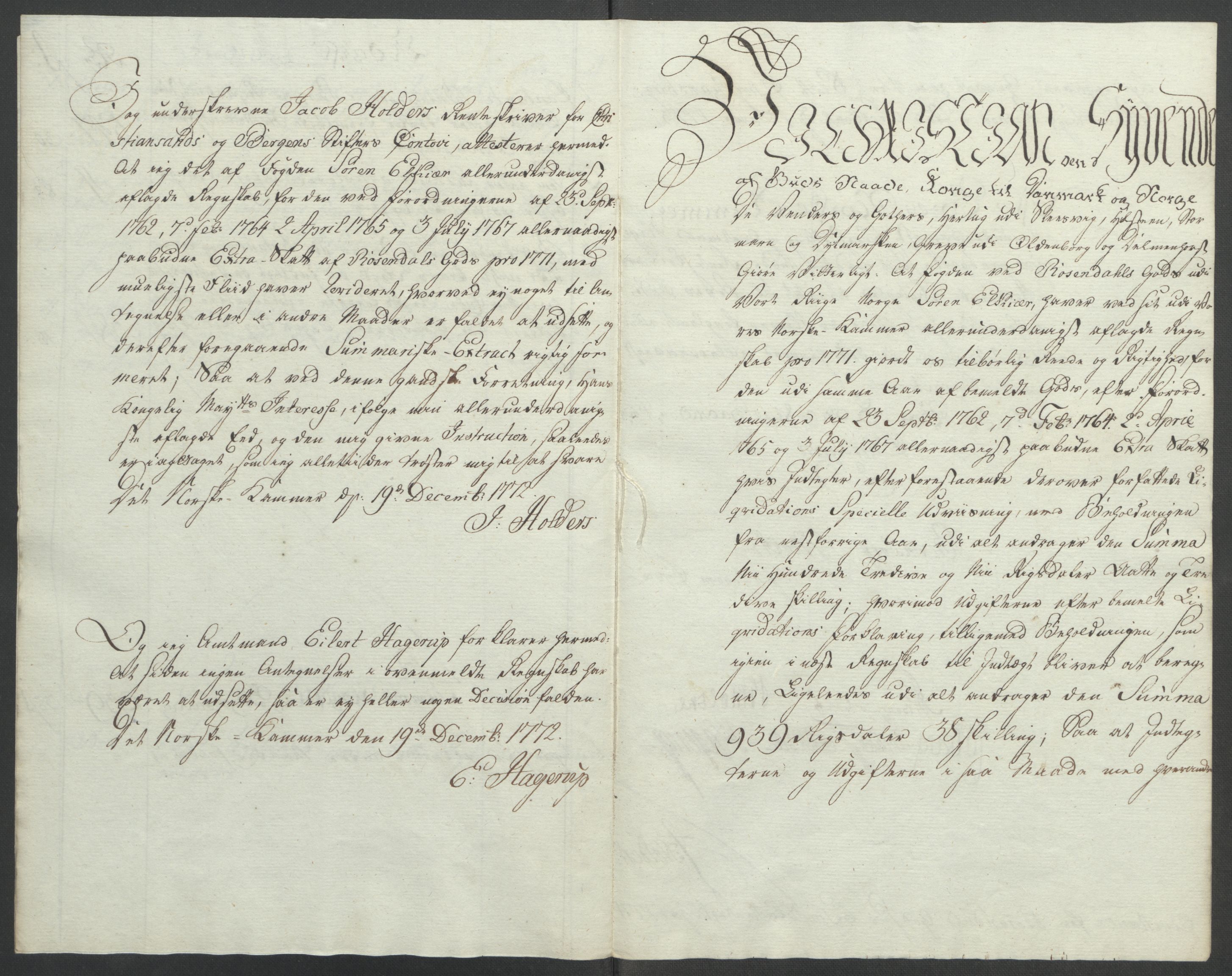 Rentekammeret inntil 1814, Reviderte regnskaper, Fogderegnskap, AV/RA-EA-4092/R49/L3157: Ekstraskatten Rosendal Baroni, 1762-1772, s. 327