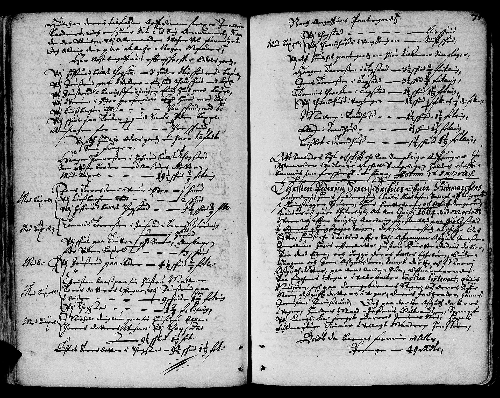 Hedemarken sorenskriveri, SAH/TING-034/J/Ja/L0001: Skifteprotokoll, 1662-1673, s. 74b-75a