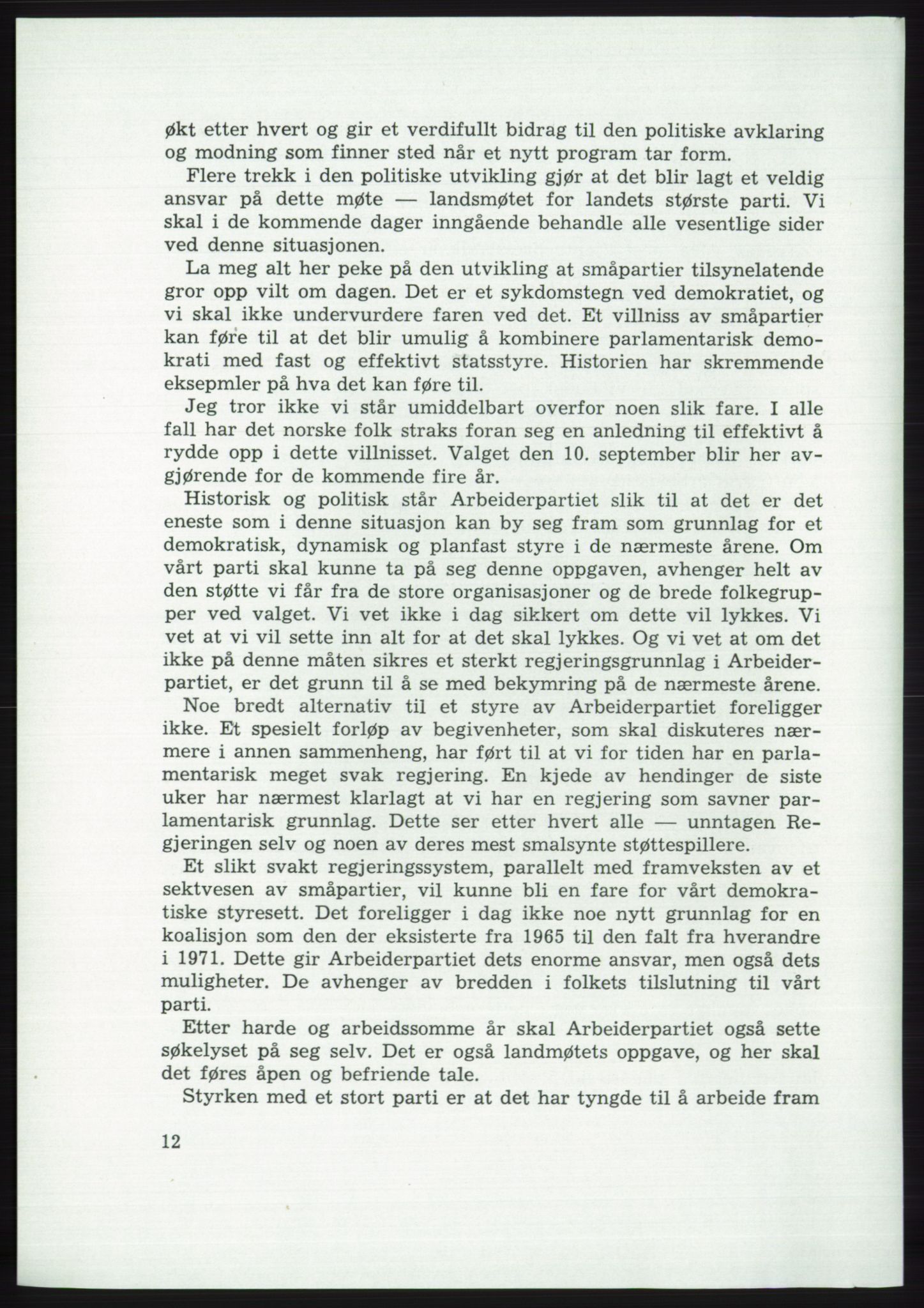 Det norske Arbeiderparti - publikasjoner, AAB/-/-/-: Protokoll over forhandlingene på det 45. ordinære landsmøte 27.-30. mai 1973 i Oslo, 1973, s. 12