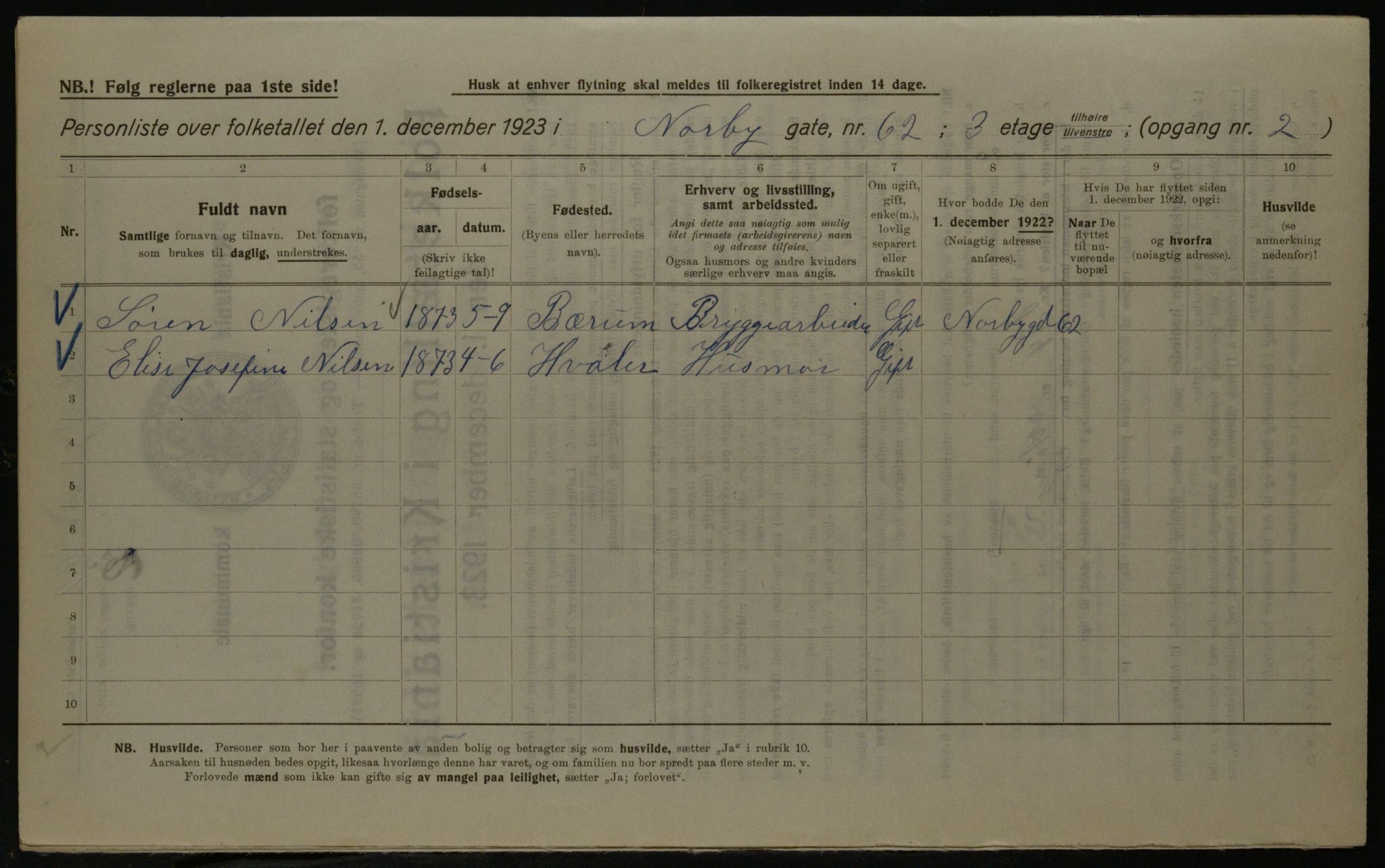 OBA, Kommunal folketelling 1.12.1923 for Kristiania, 1923, s. 79353