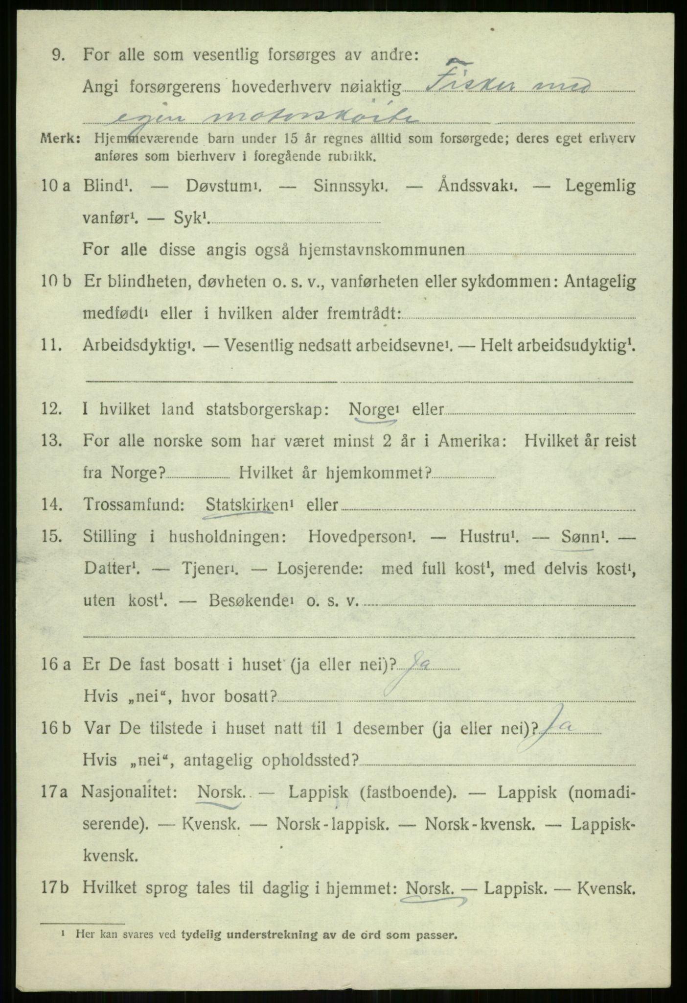 SATØ, Folketelling 1920 for 1926 Dyrøy herred, 1920, s. 3300