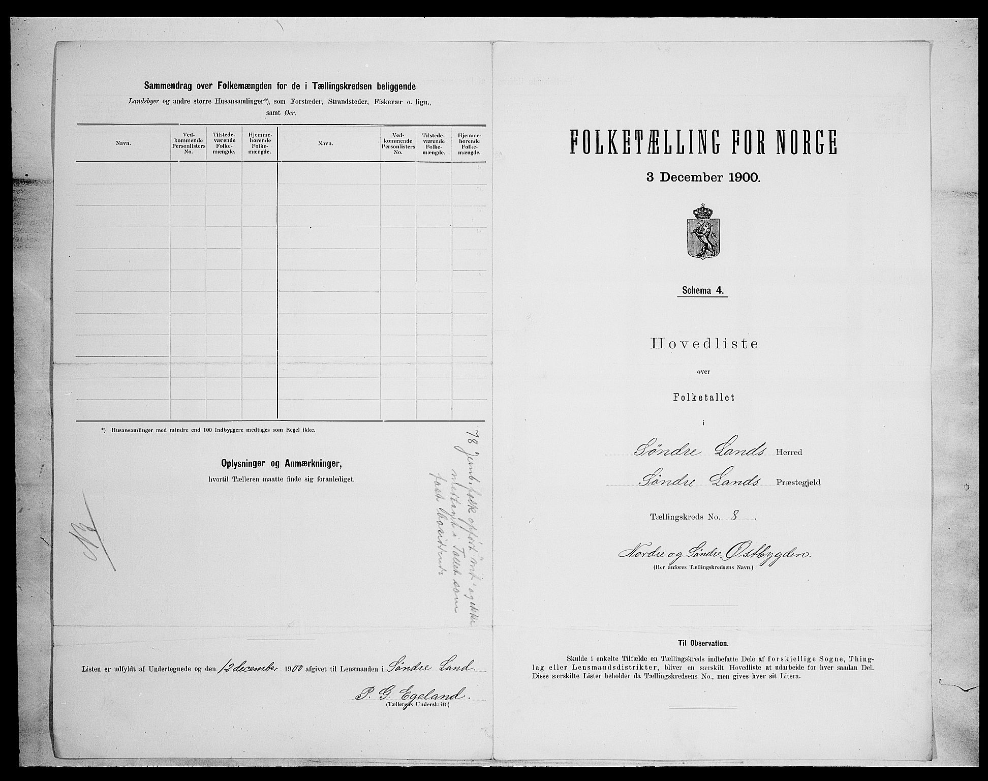 SAH, Folketelling 1900 for 0536 Søndre Land herred, 1900, s. 43